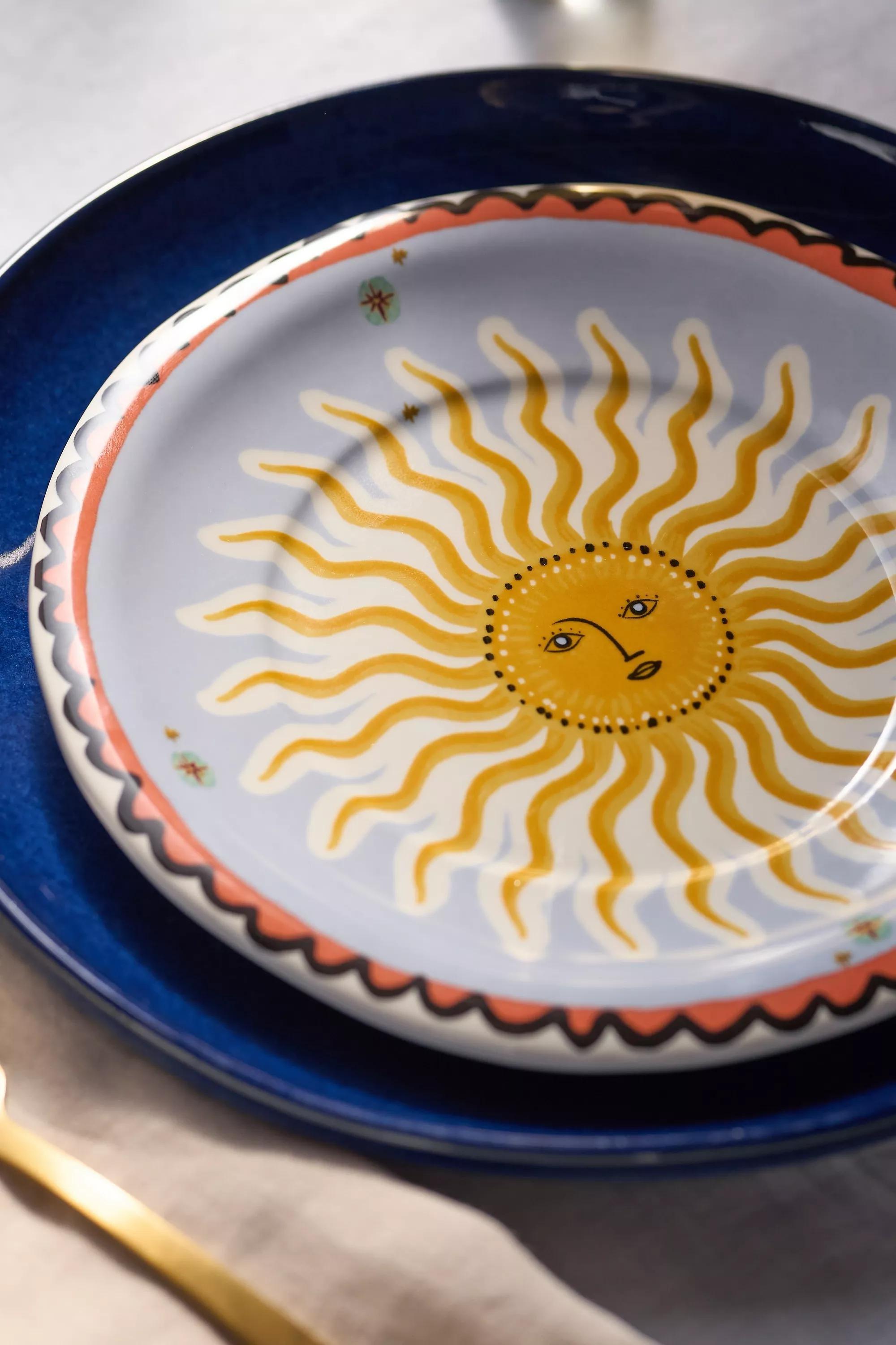 Handpainted Fortune Stoneware Dessert Plate, Multicolour, A501_0092, large image number 1