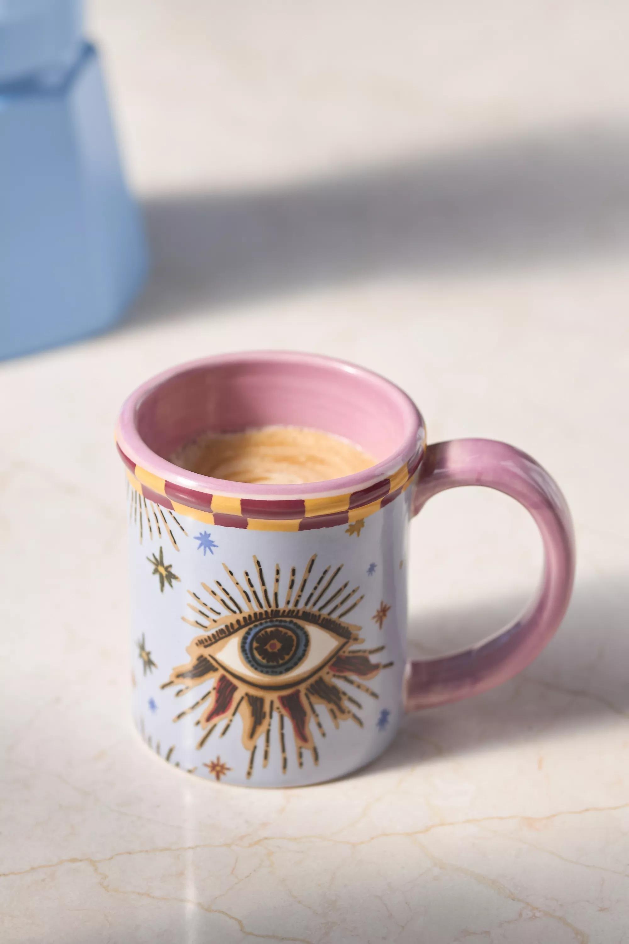 White Hand painted Stoneware Espresso Cup, A501_0010, large image number 0