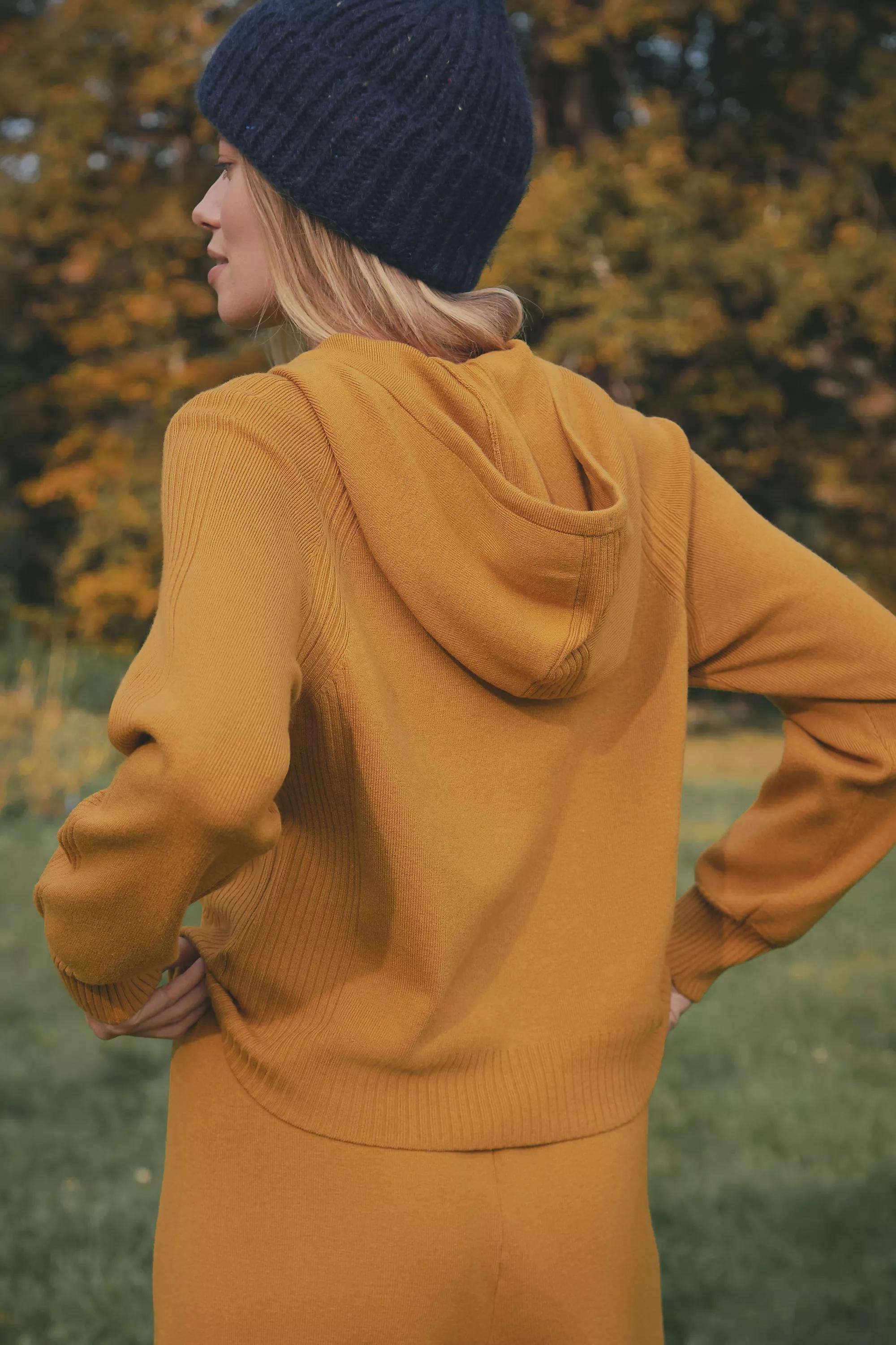 Anthropologie Textured Racing Hoodie, Brown, , large image number 2