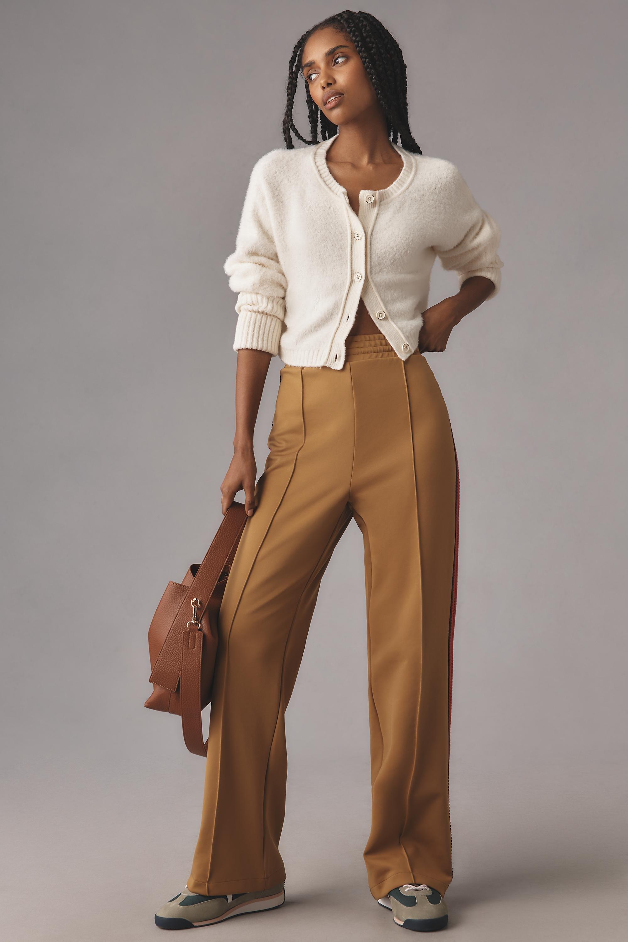 Anthropologie Striped Casual Trousers, Beige, , large image number 0