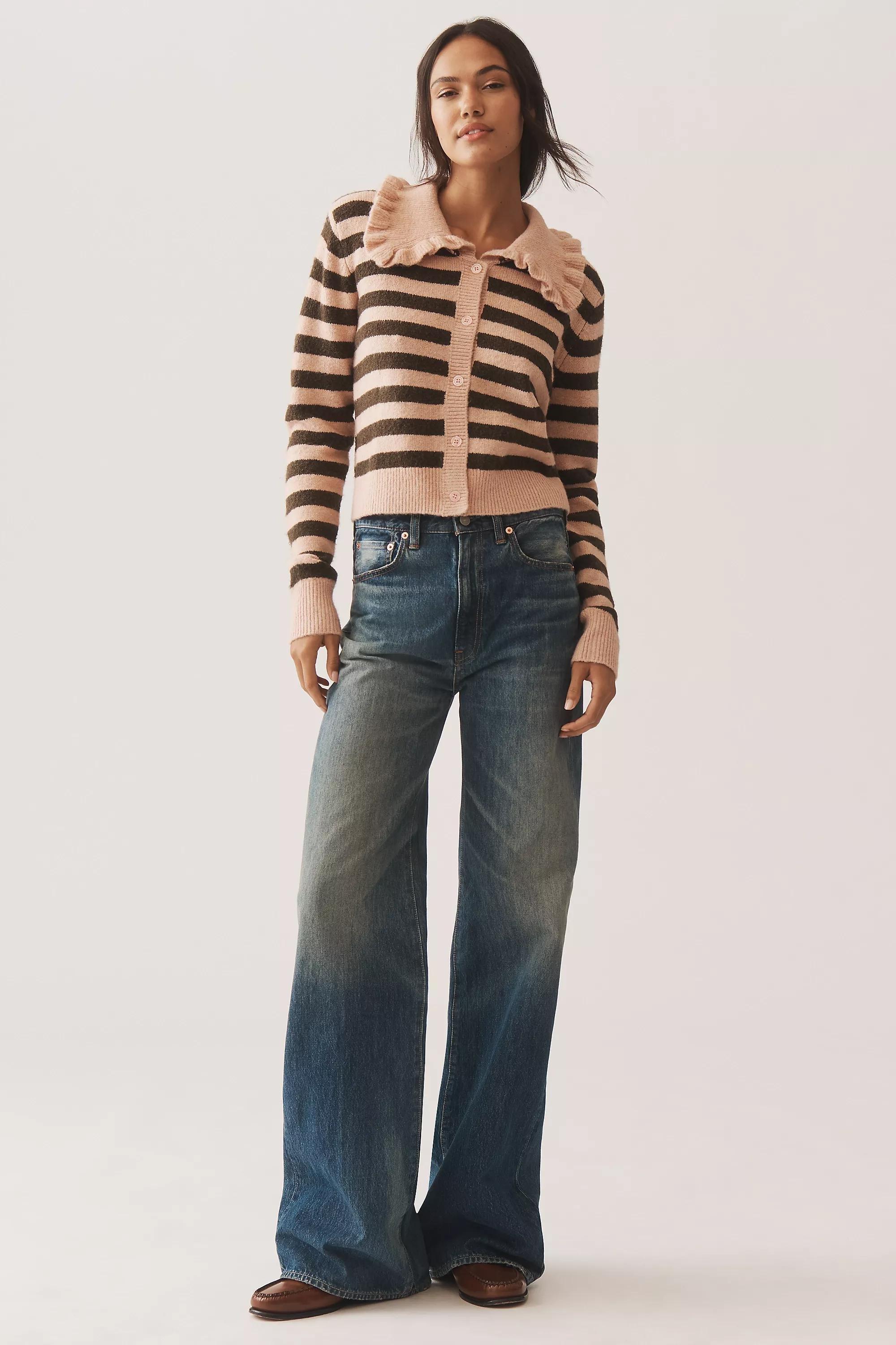 The Ainsley Ruffle-Collar Cardigan By Self Sweater, Pink, A501_0549, large image number 2