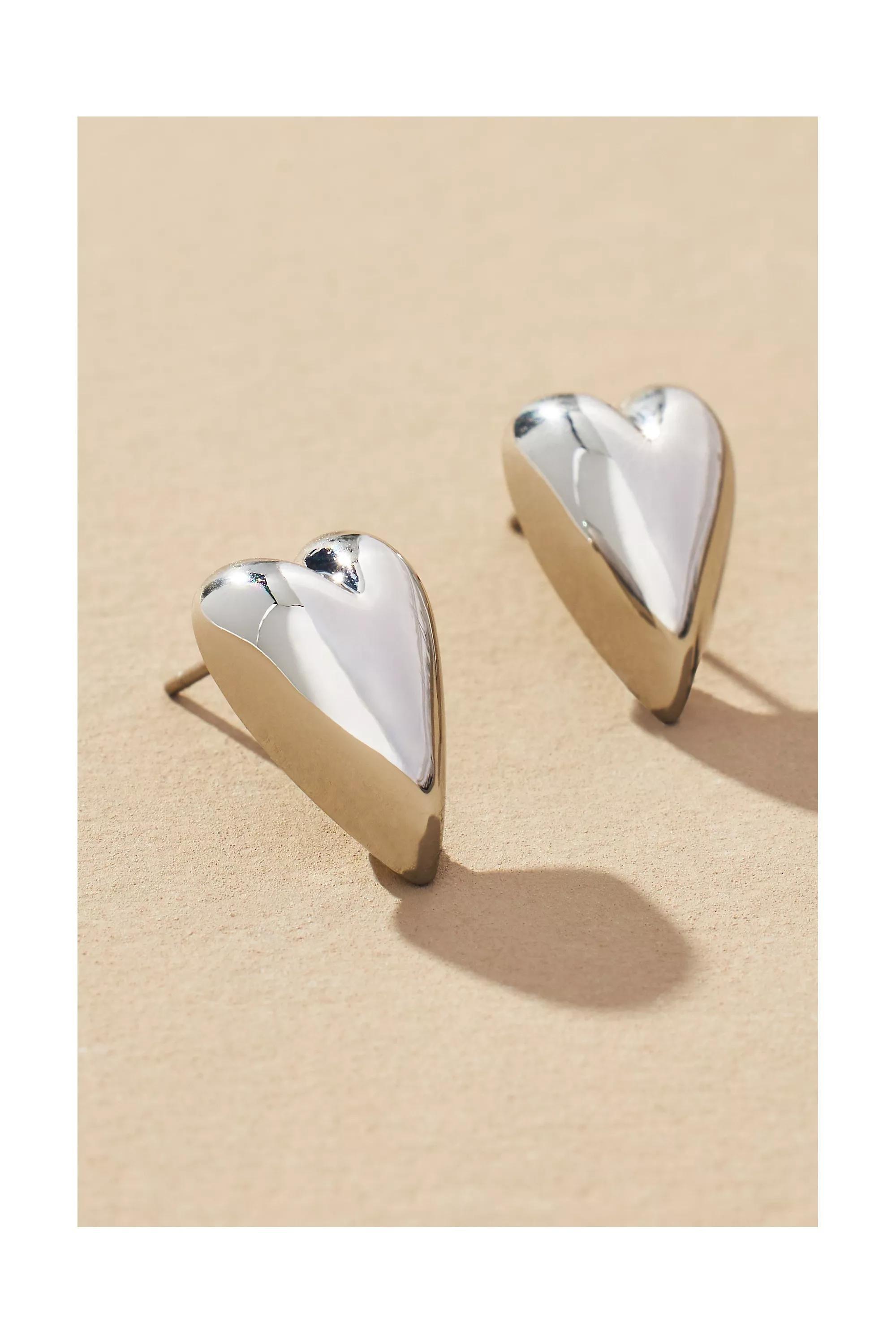 Anthropologie Long Heart Post, Silver, A501_0007, large image number 0