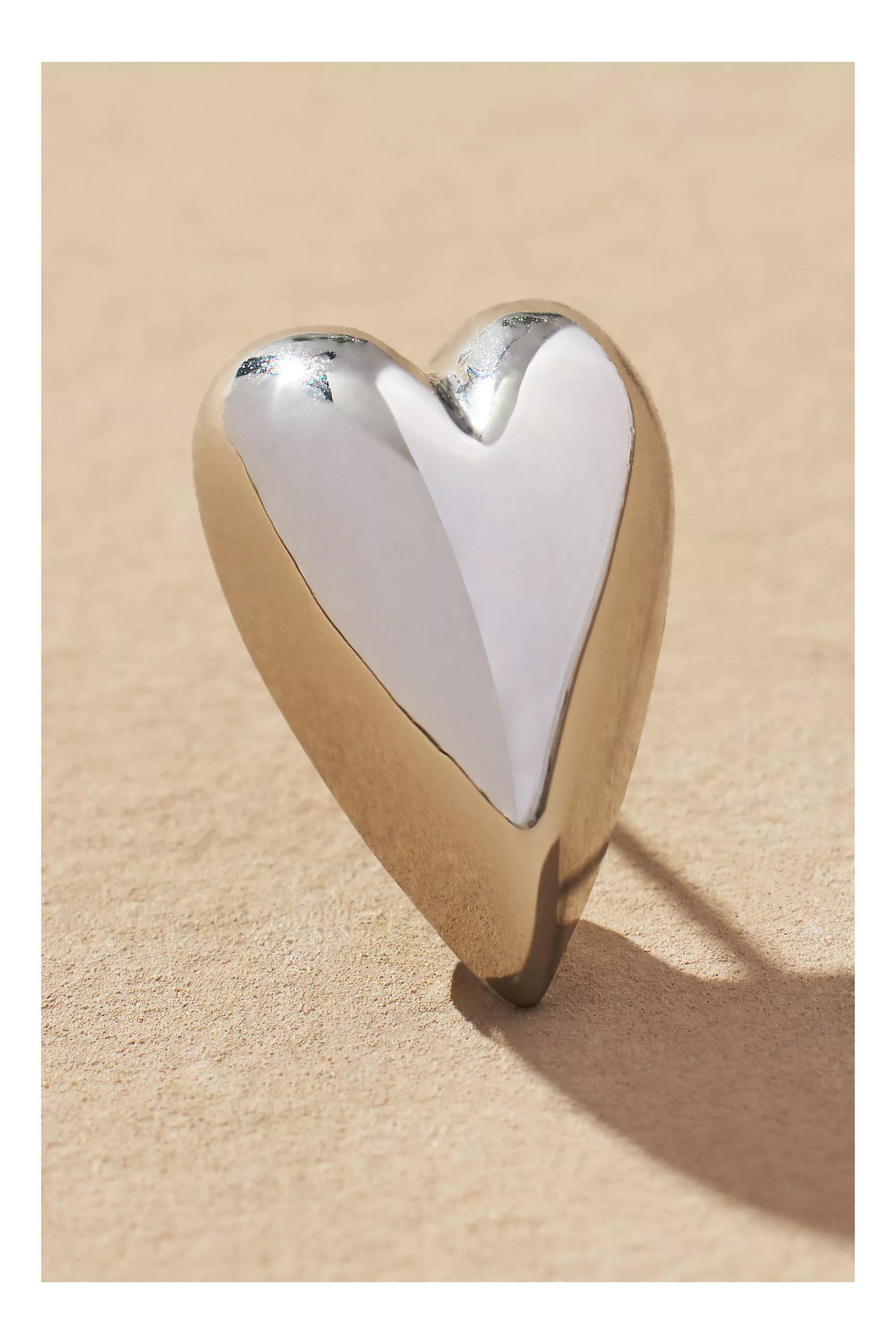 Anthropologie Long Heart Post, Silver, A501_0007, large image number 3