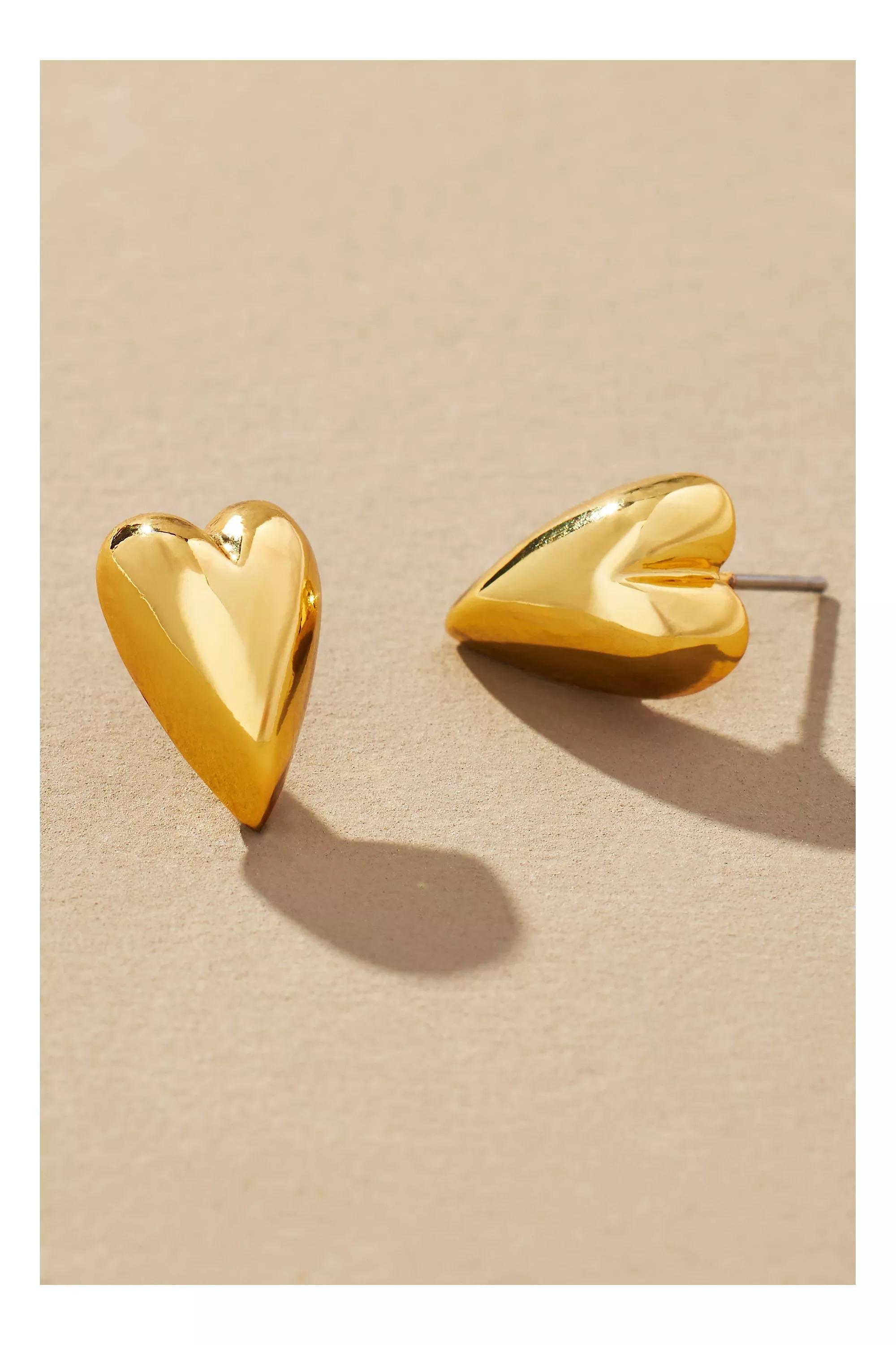 Anthropologie Long Heart Post, Gold, A501_0070, large image number 0