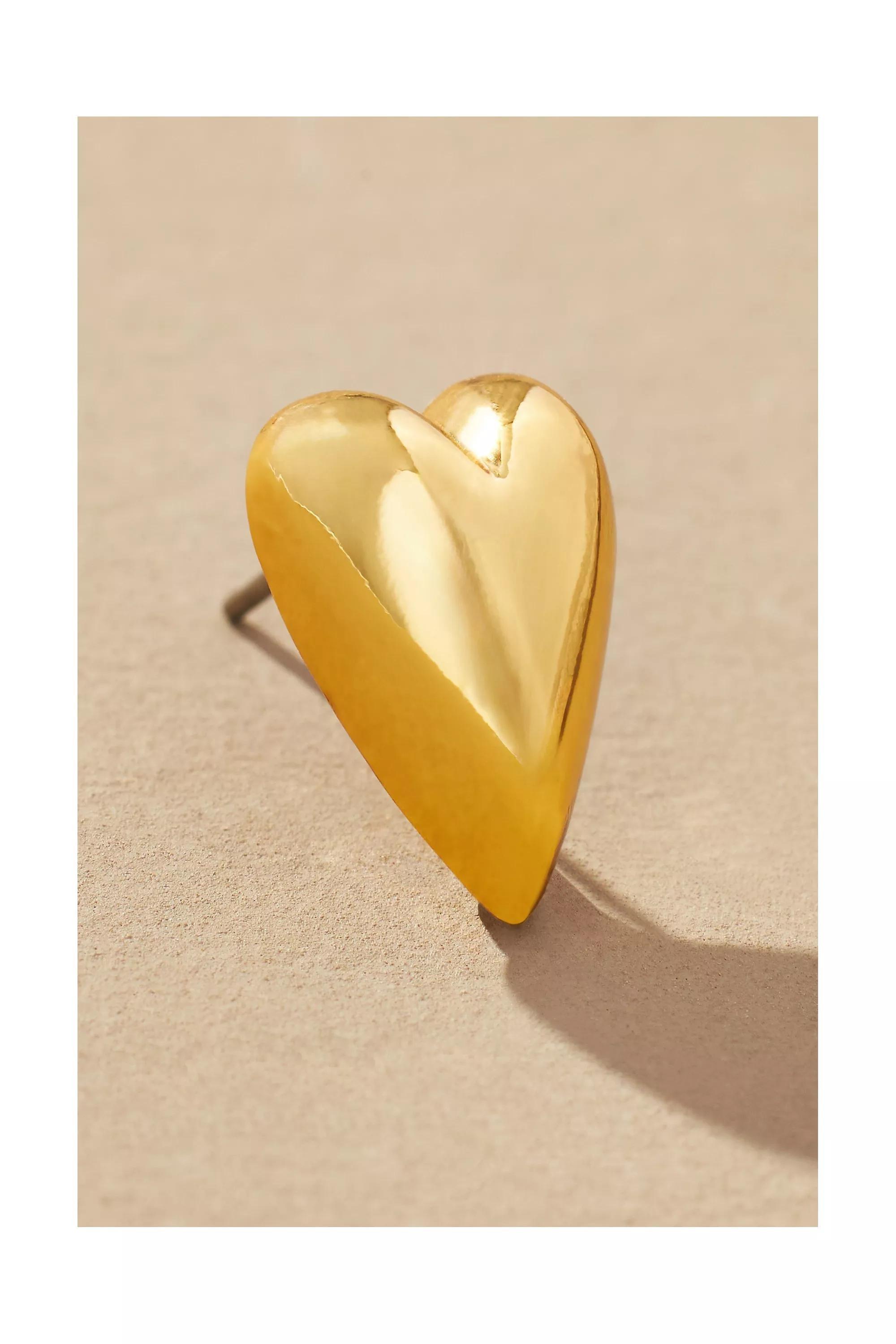 Anthropologie Long Heart Post, Gold, A501_0070, medium