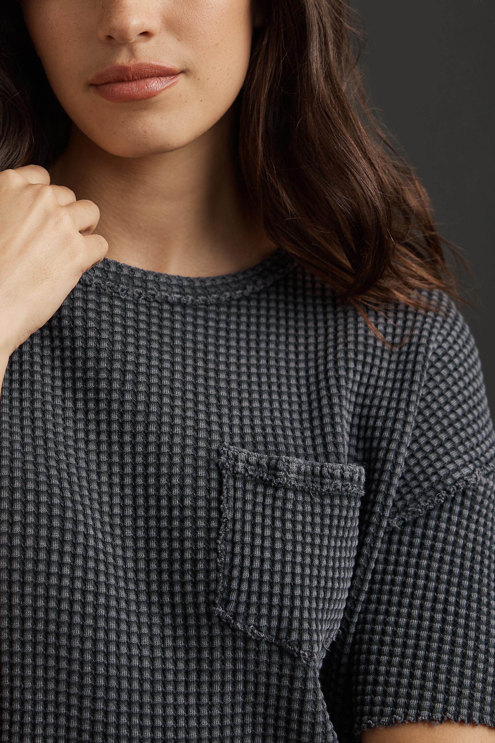 Anthropologie T-Shirt Women Checked Casual, Grey, , large image number 2