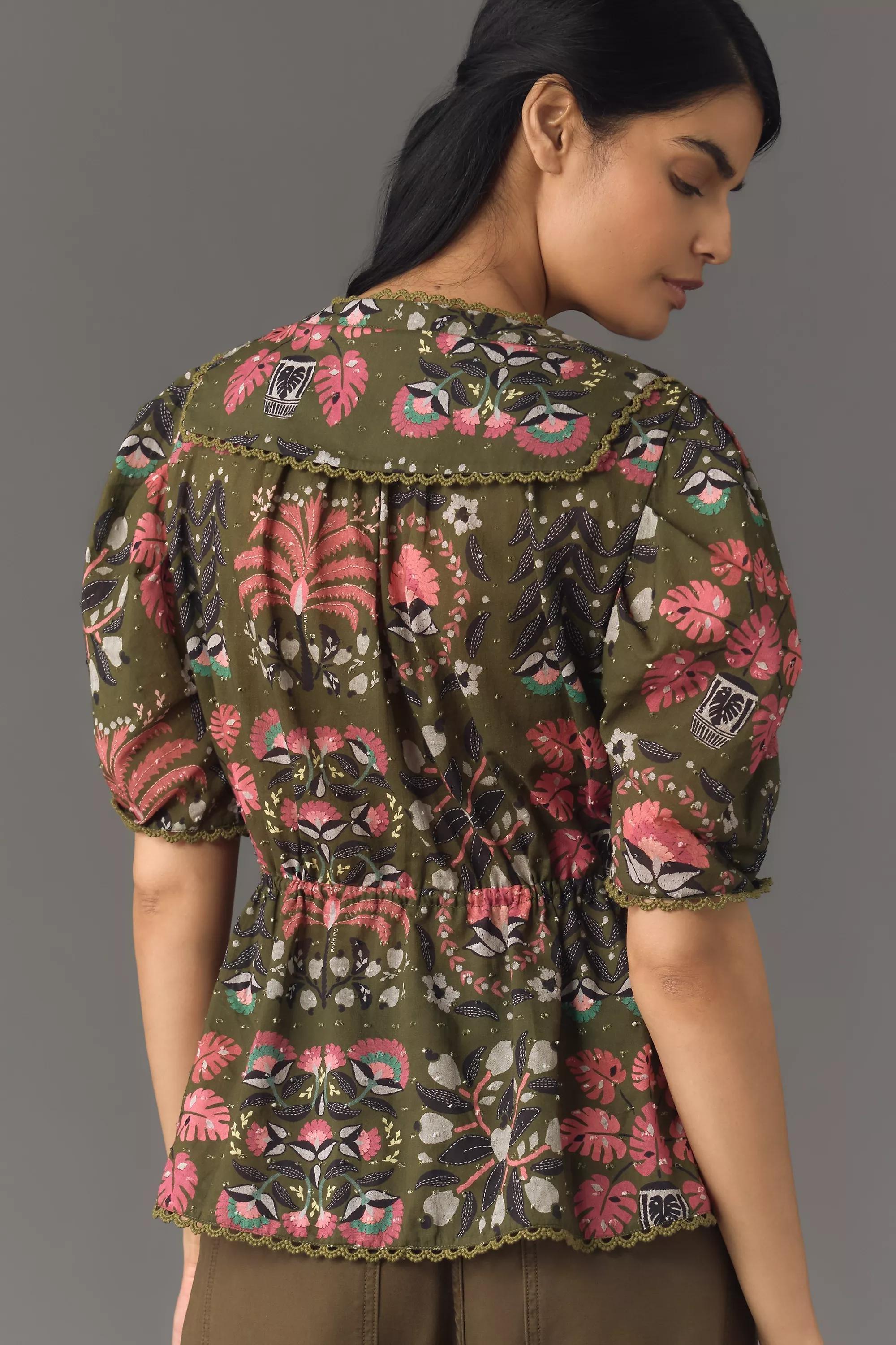 Farm Rio Puff-Sleeve Babydoll Blouse, Multicolour, , large image number 2