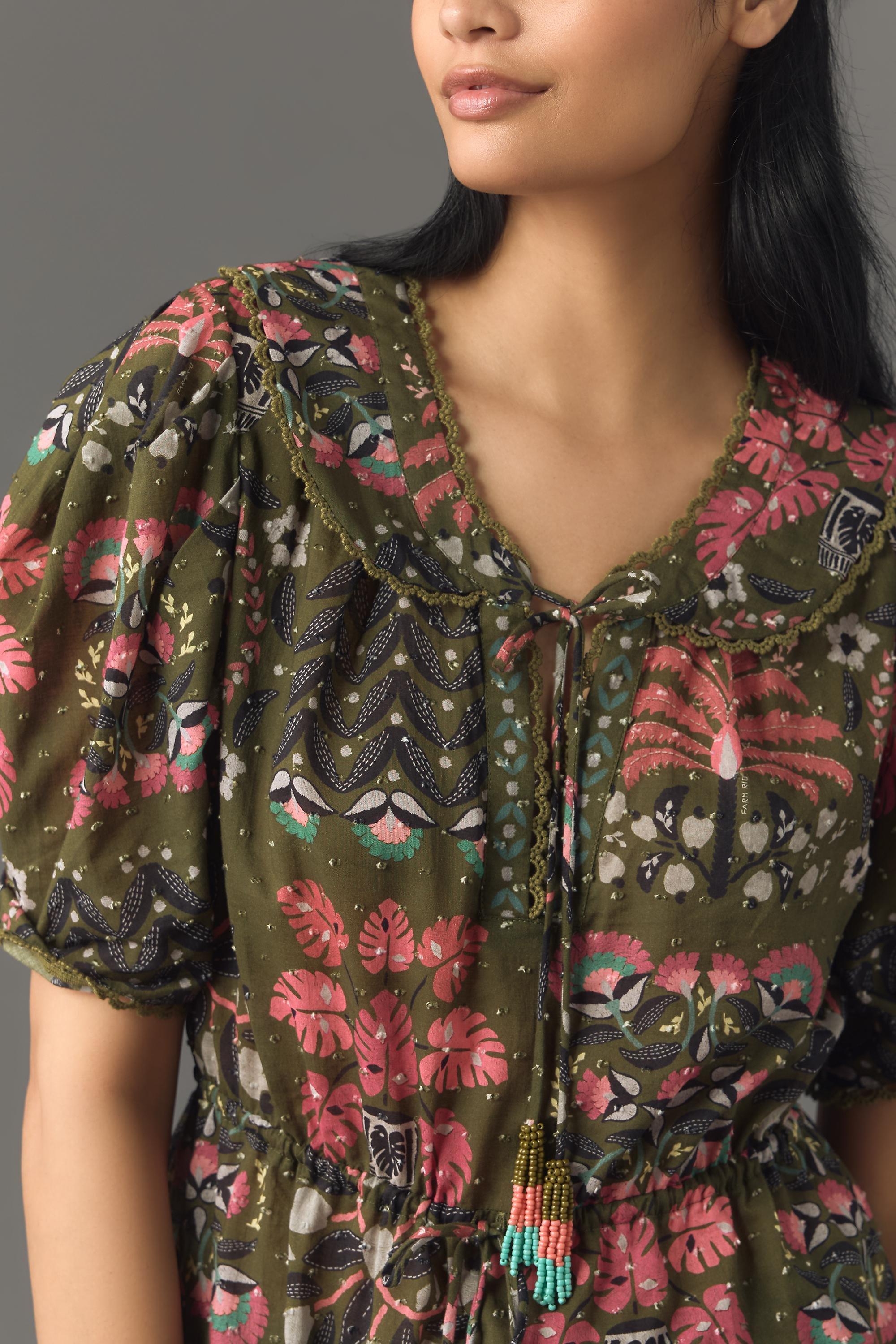 Farm Rio Puff-Sleeve Babydoll Blouse, Multicolour, , large image number 3