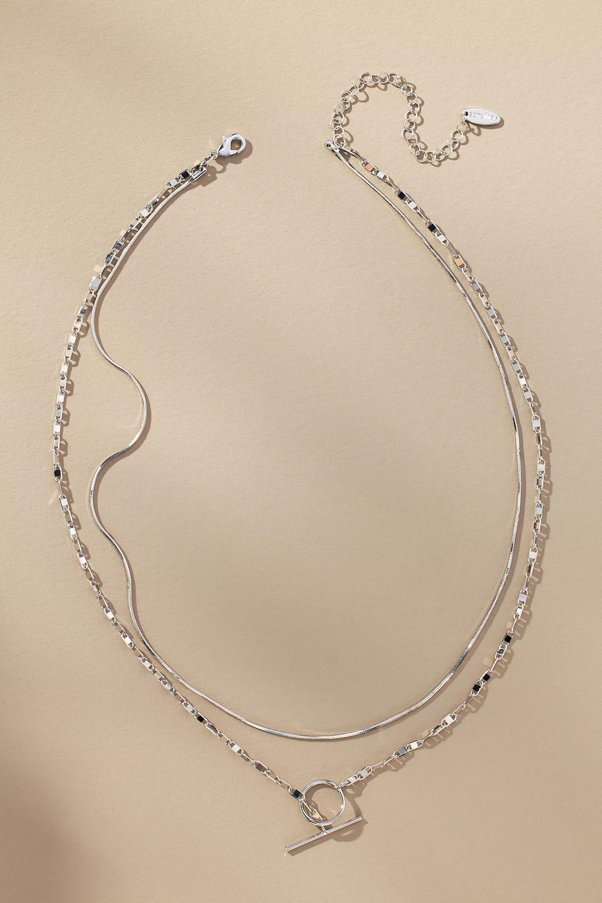 SLVR Layered Pull-Through Toggle Necklace, , medium