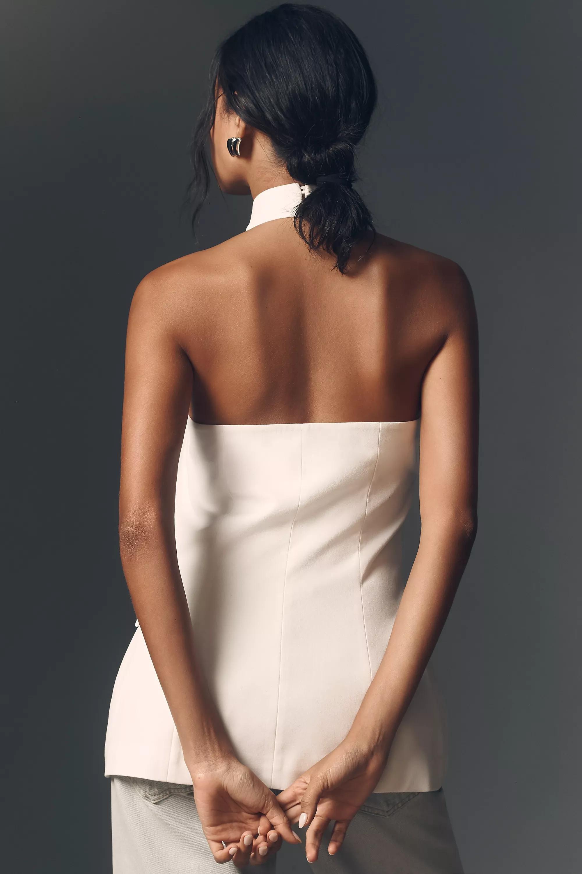 Mare Mare Cross-Neck Halter Top2, White, , large image number 1