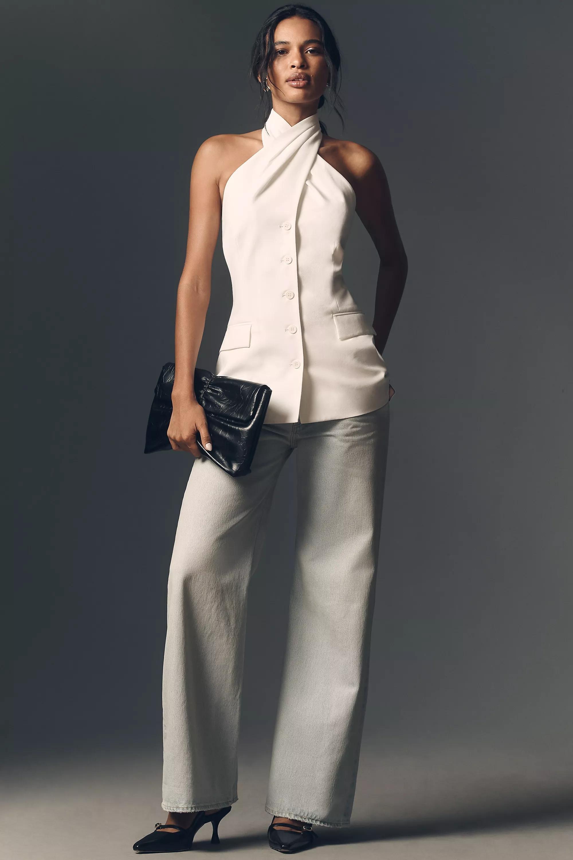 Mare Mare Cross-Neck Halter Top2, White, , large image number 2
