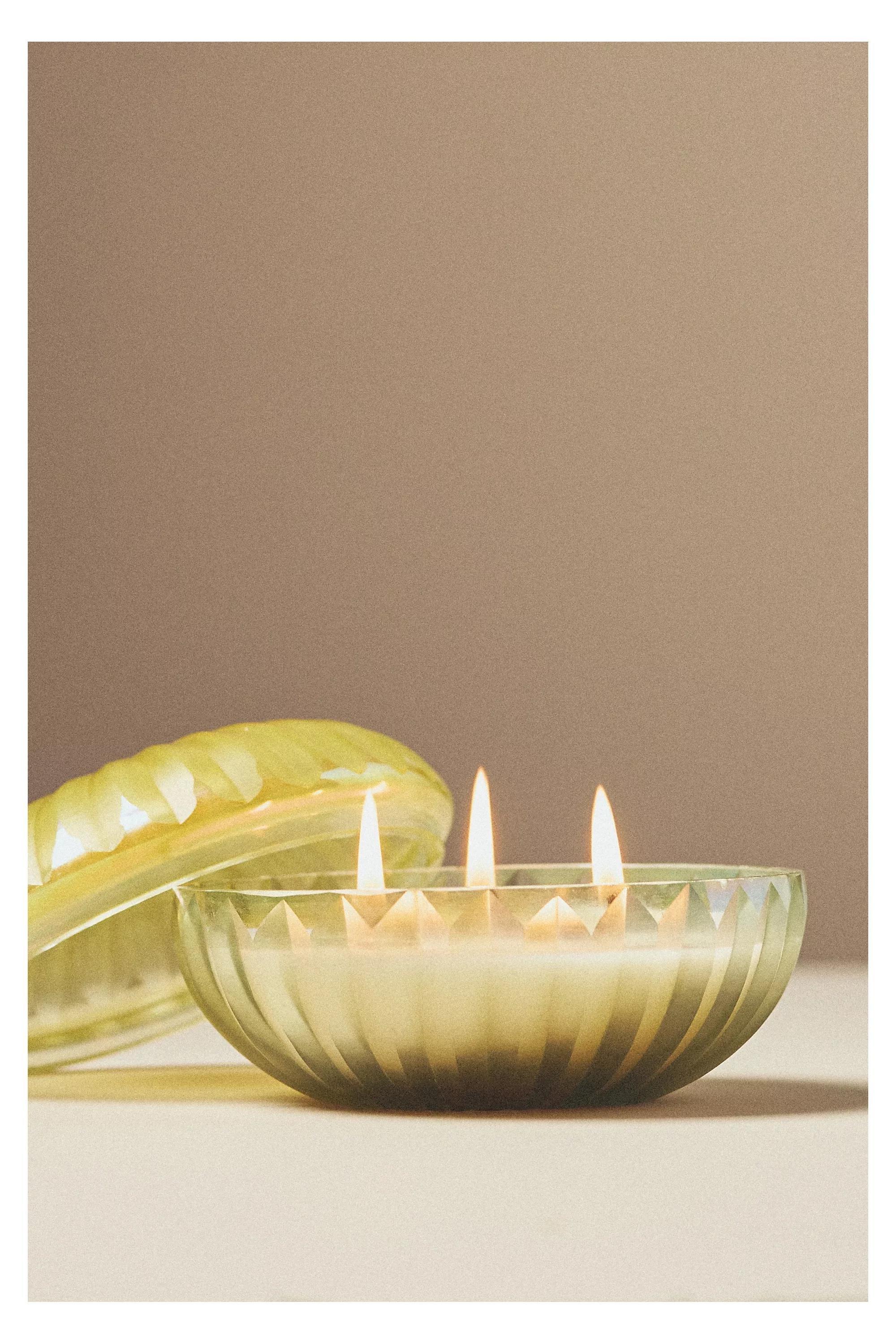 Blooming Floral Night Gardenia Glass Candle, Blue, A501_0237, large image number 0