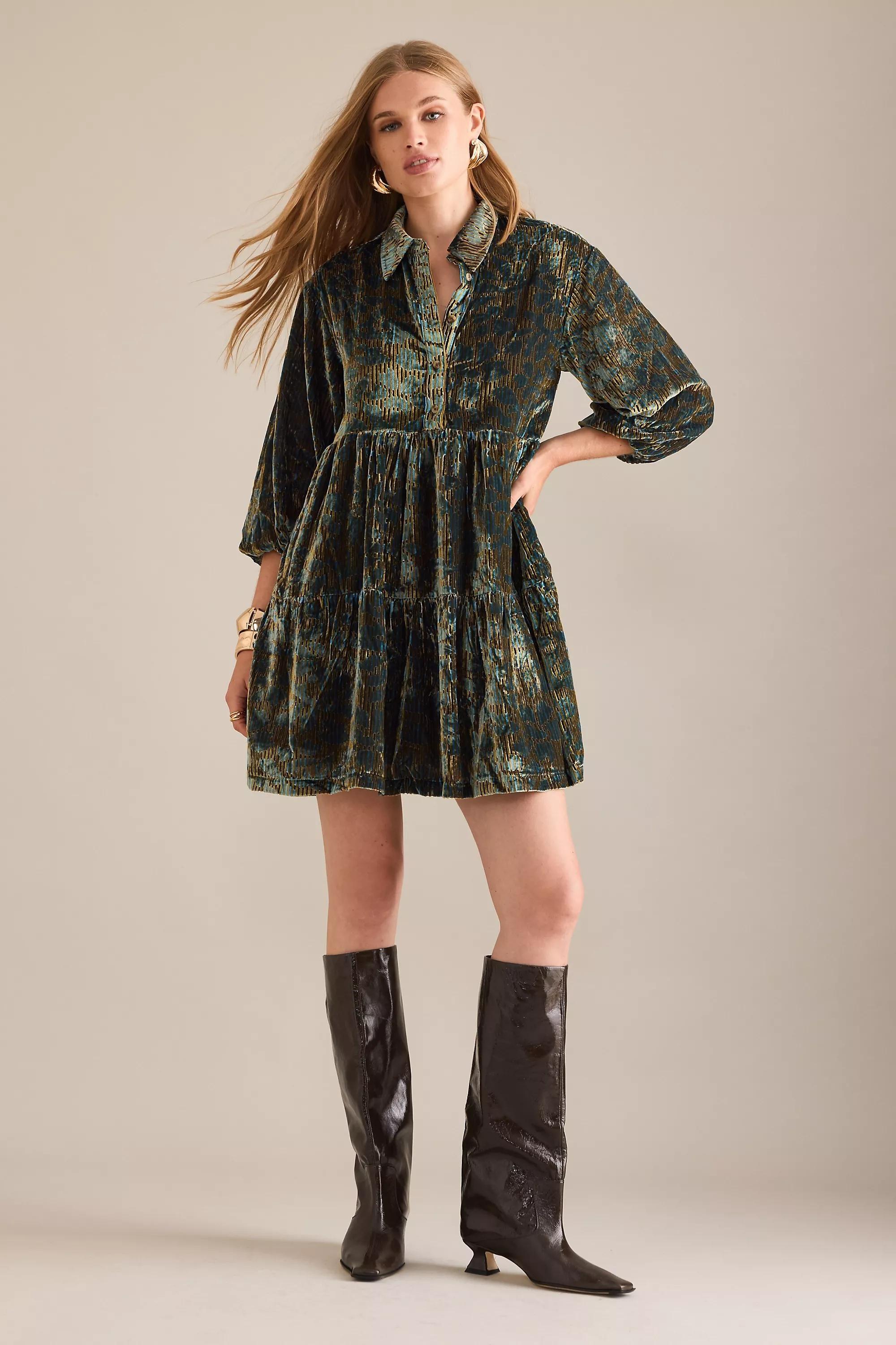 By Maeve The Bettina Tiered Shirt Dress, Green ', A501_0230, medium