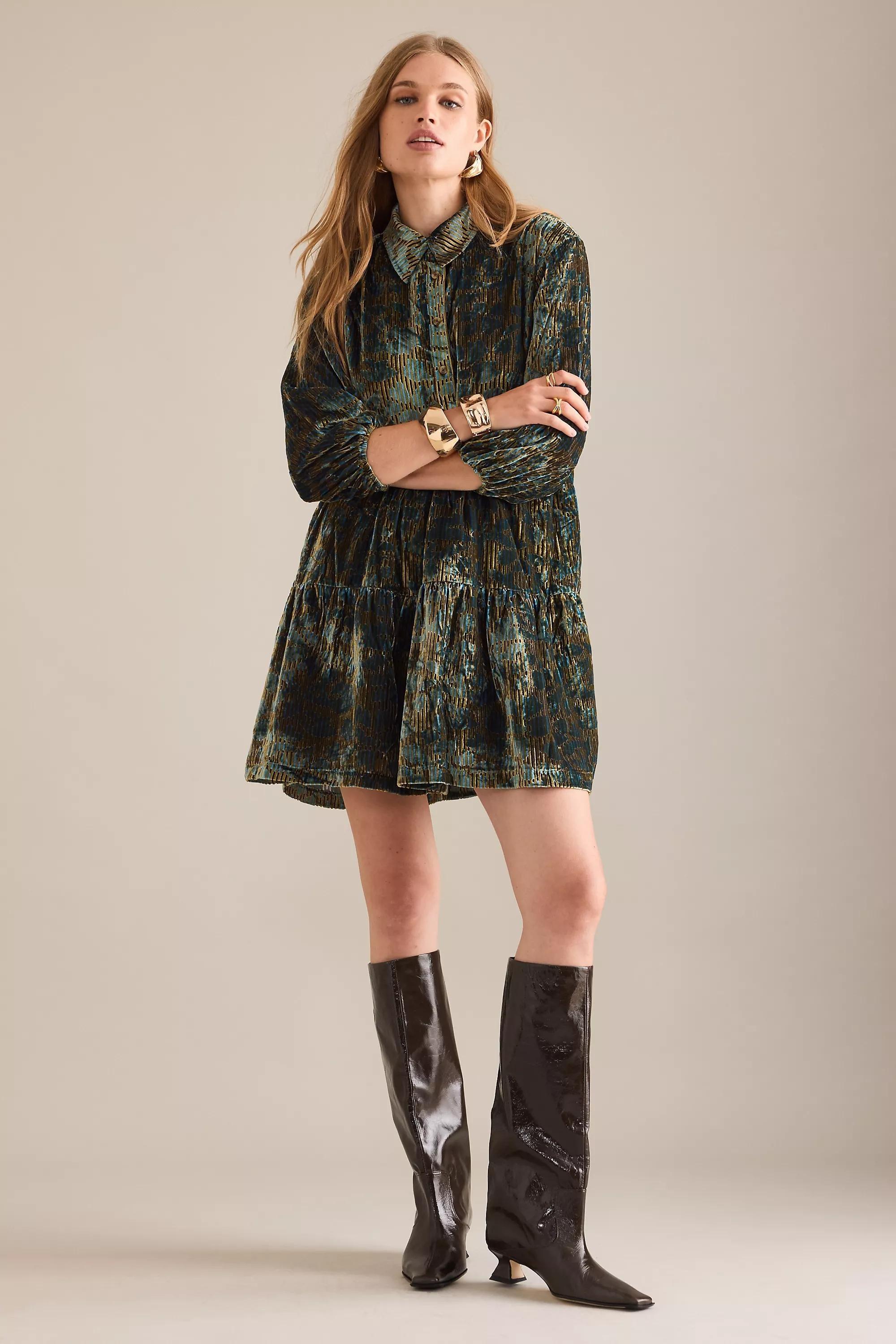 By Maeve The Bettina Tiered Shirt Dress, Green, A501_0230, large image number 4