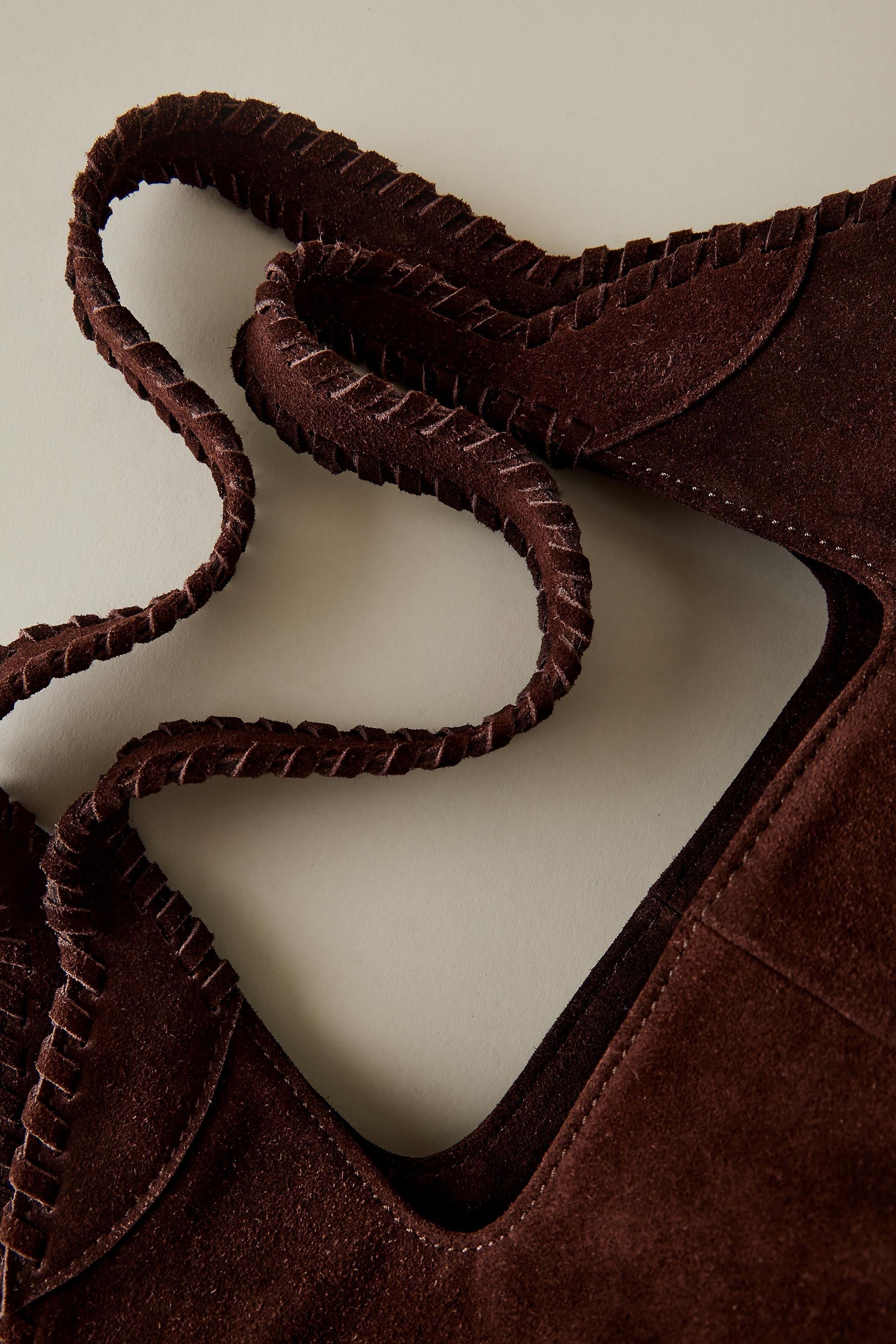 Nora Round Circle Suede Tote Bag, Brown, A501_0021, large image number 3