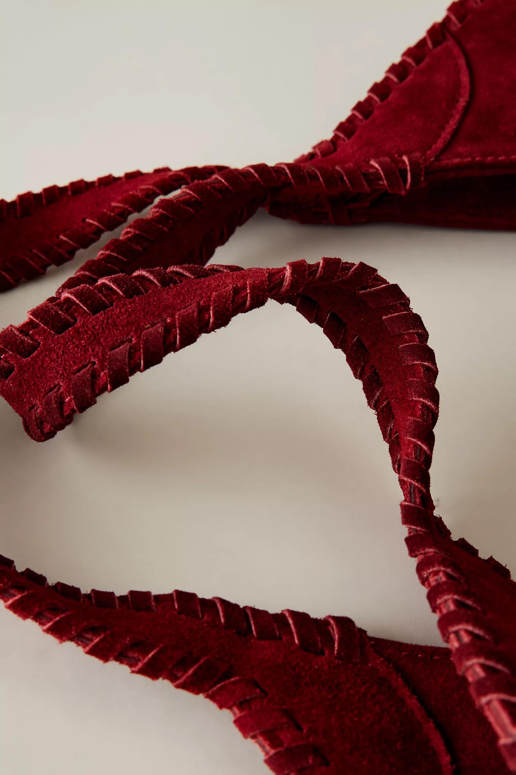 Nora Round Circle Suede Tote Bag, Red, A501_0060, large image number 1