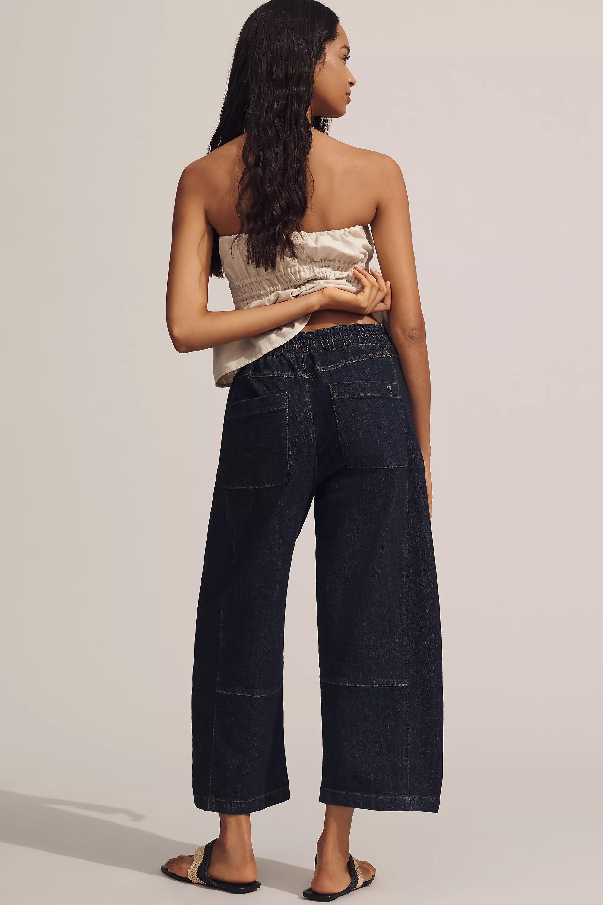 By Pilcro Relaxed Pull-On Barrel Jeans, Navy, A501_0091, large image number 1