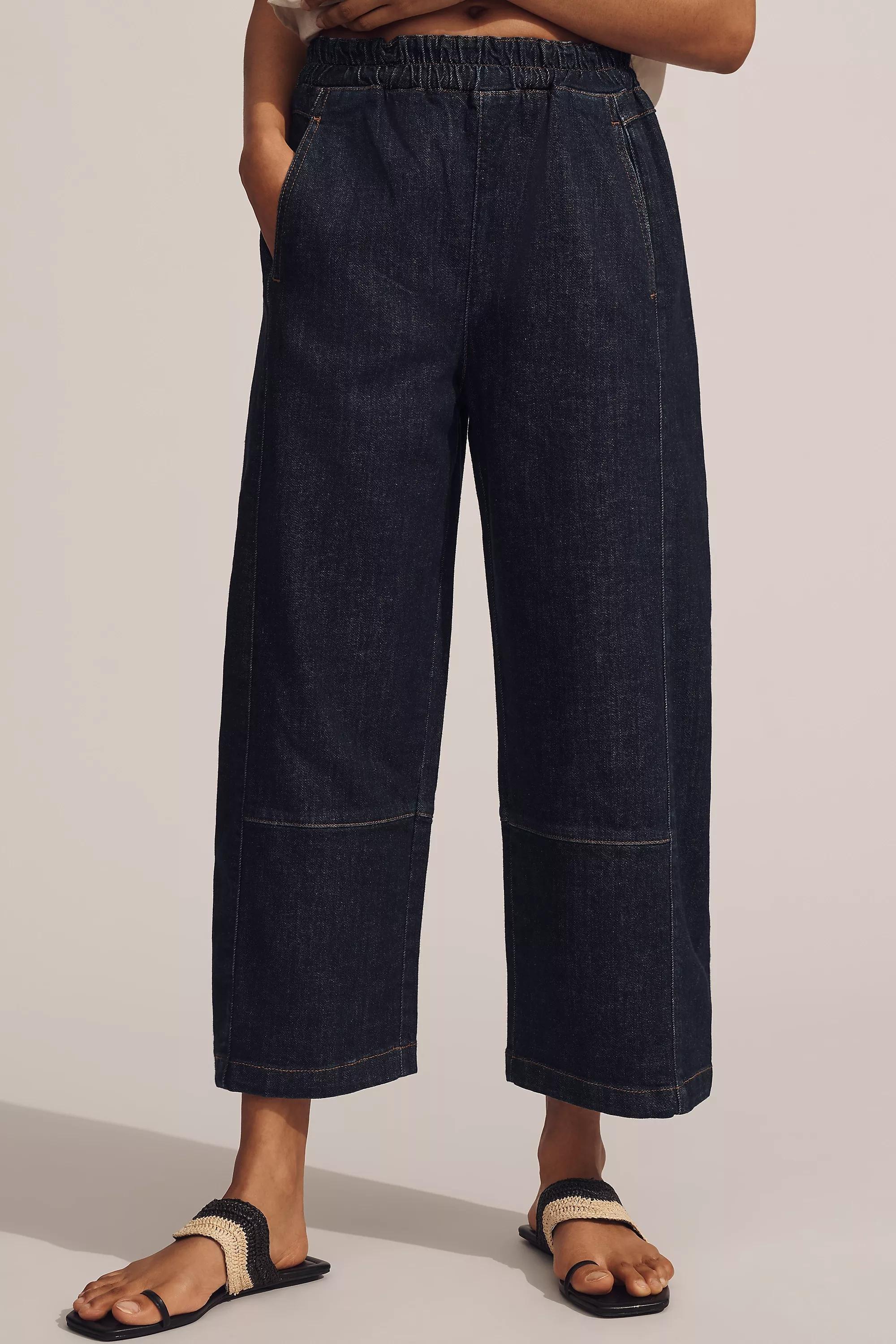 By Pilcro Relaxed Pull-On Barrel Jeans, Navy, A501_0091, large image number 2