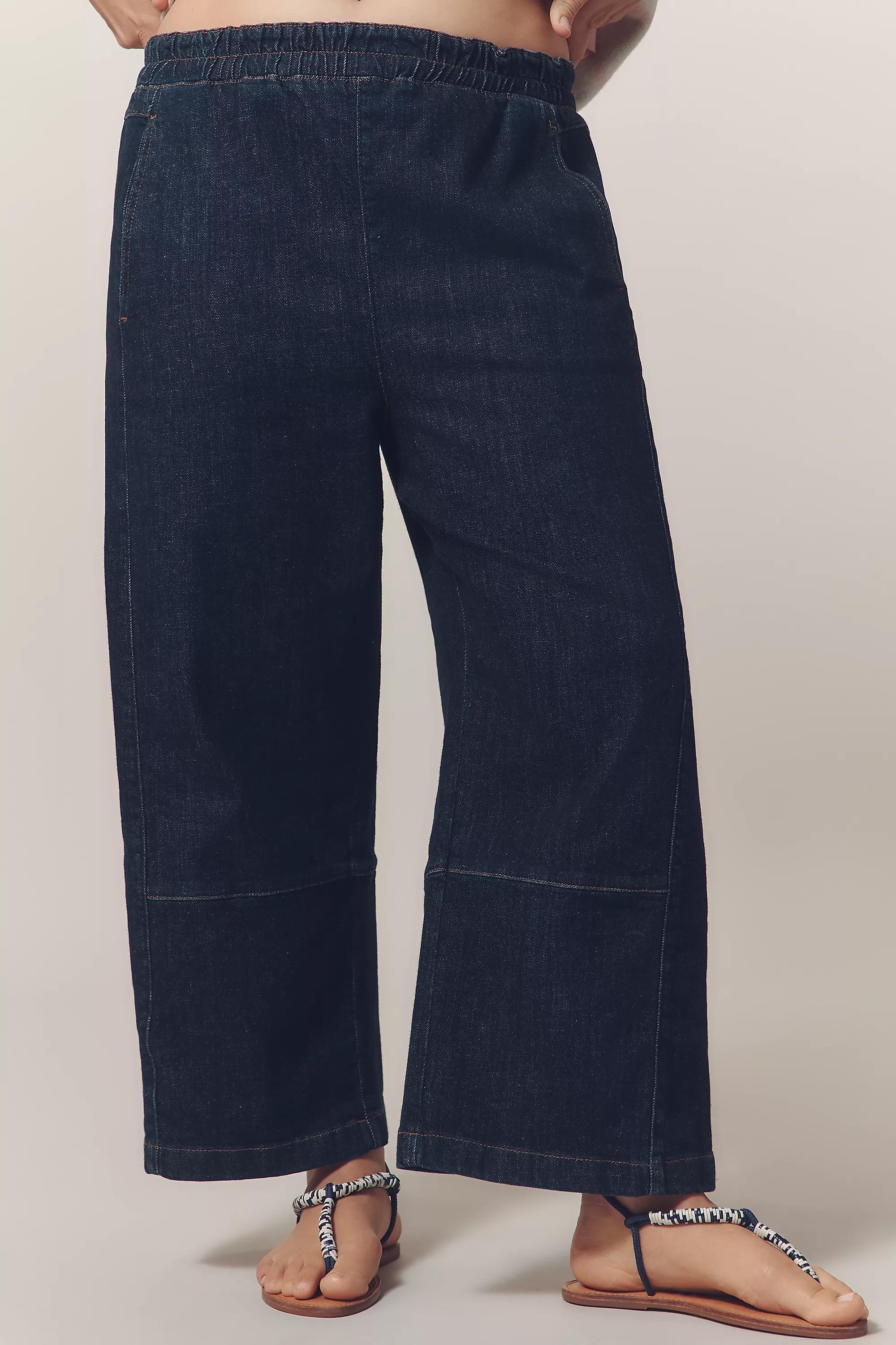 By Pilcro Relaxed Pull-On Barrel Jeans, Navy, A501_0091, large image number 5