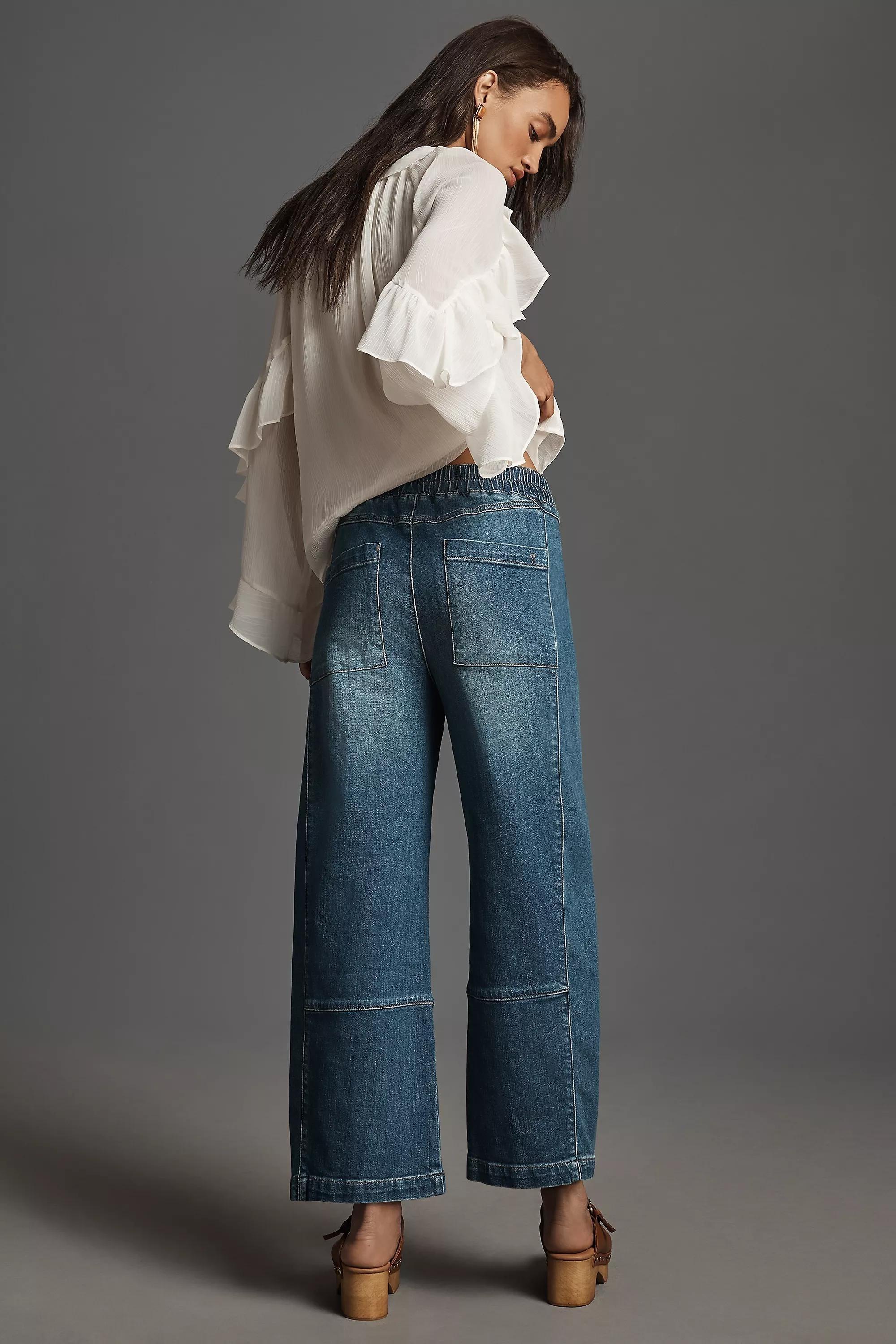 DENIM MEDIUM BLUE The Izzie Relaxed Pull-On Barrel Jeans by Pilcro, , large image number 2