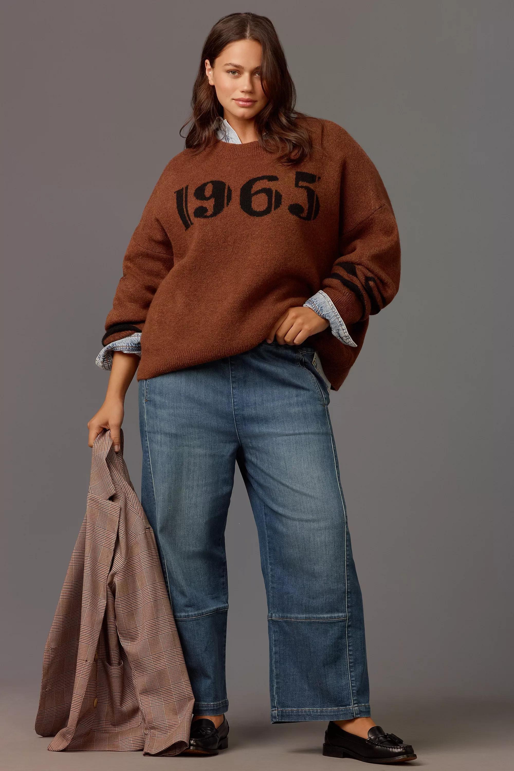 DENIM MEDIUM BLUE The Izzie Relaxed Pull-On Barrel Jeans by Pilcro, , large image number 4