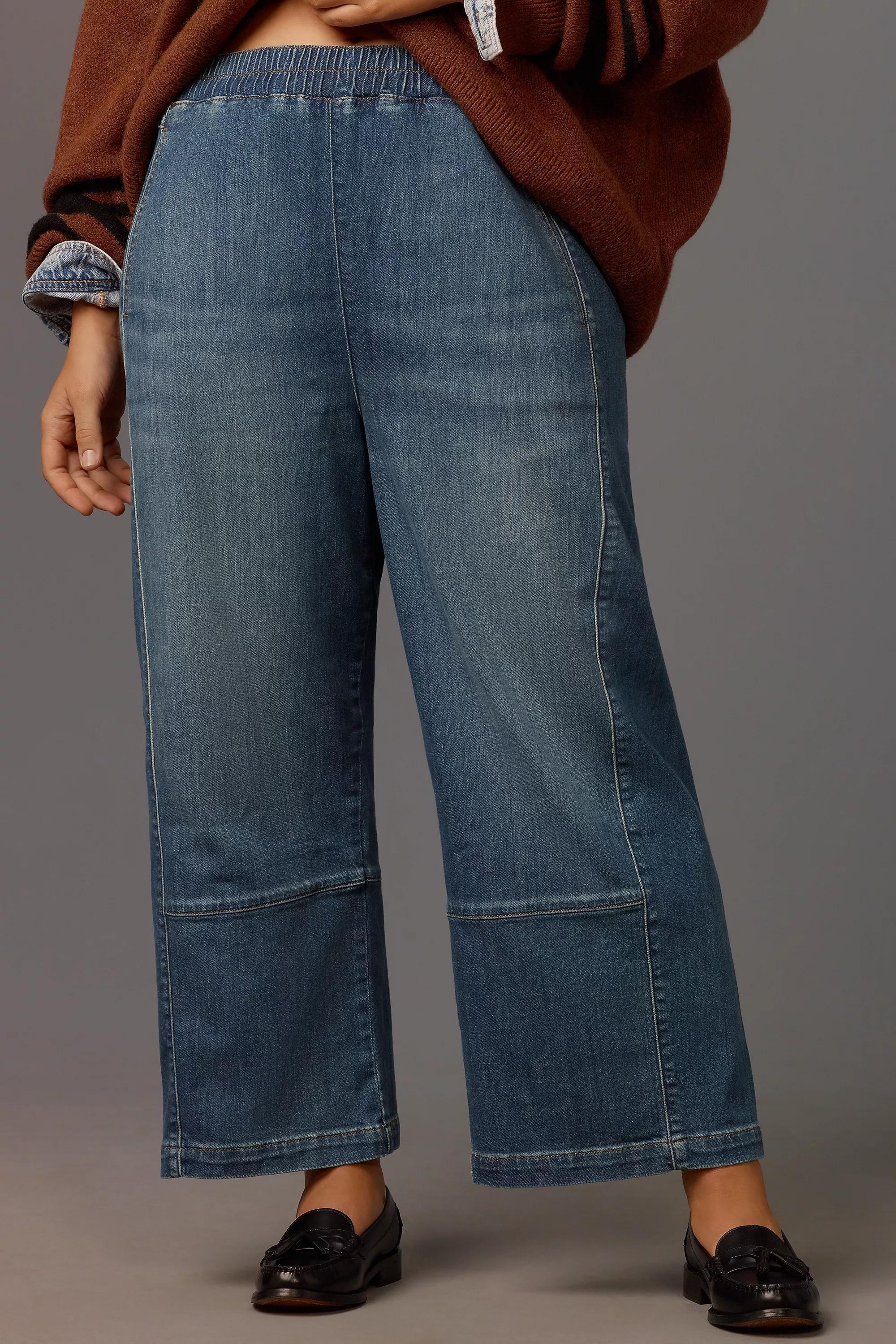DENIM MEDIUM BLUE The Izzie Relaxed Pull-On Barrel Jeans by Pilcro, , large image number 5
