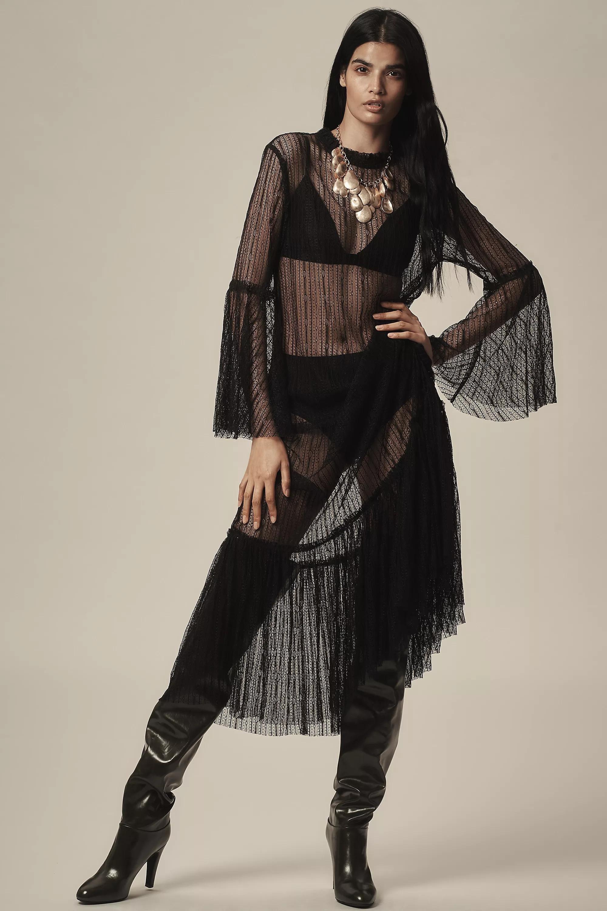Sheer Lace Tunic, Black, , large image number 0
