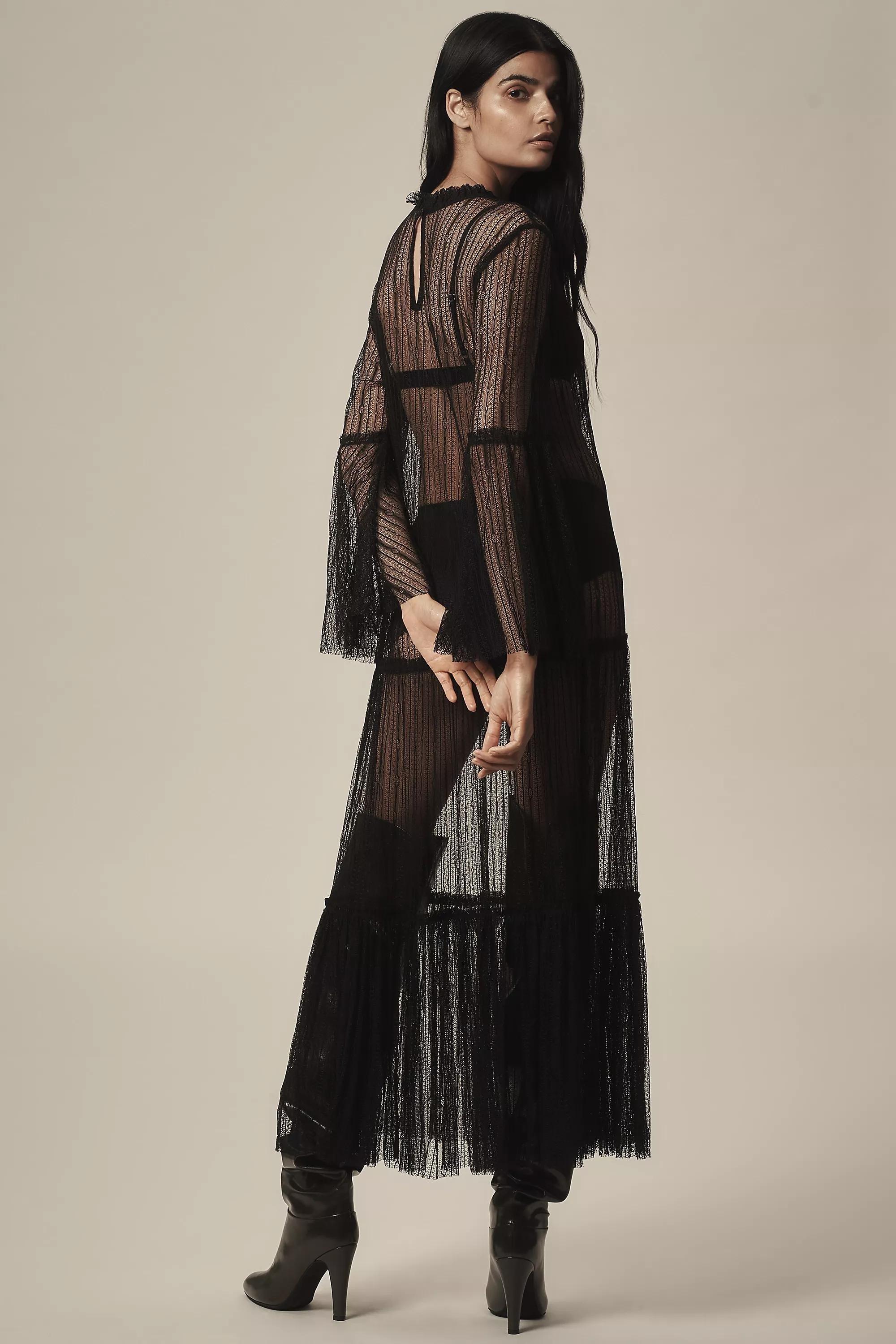 Sheer Lace Tunic, Black, , large image number 1