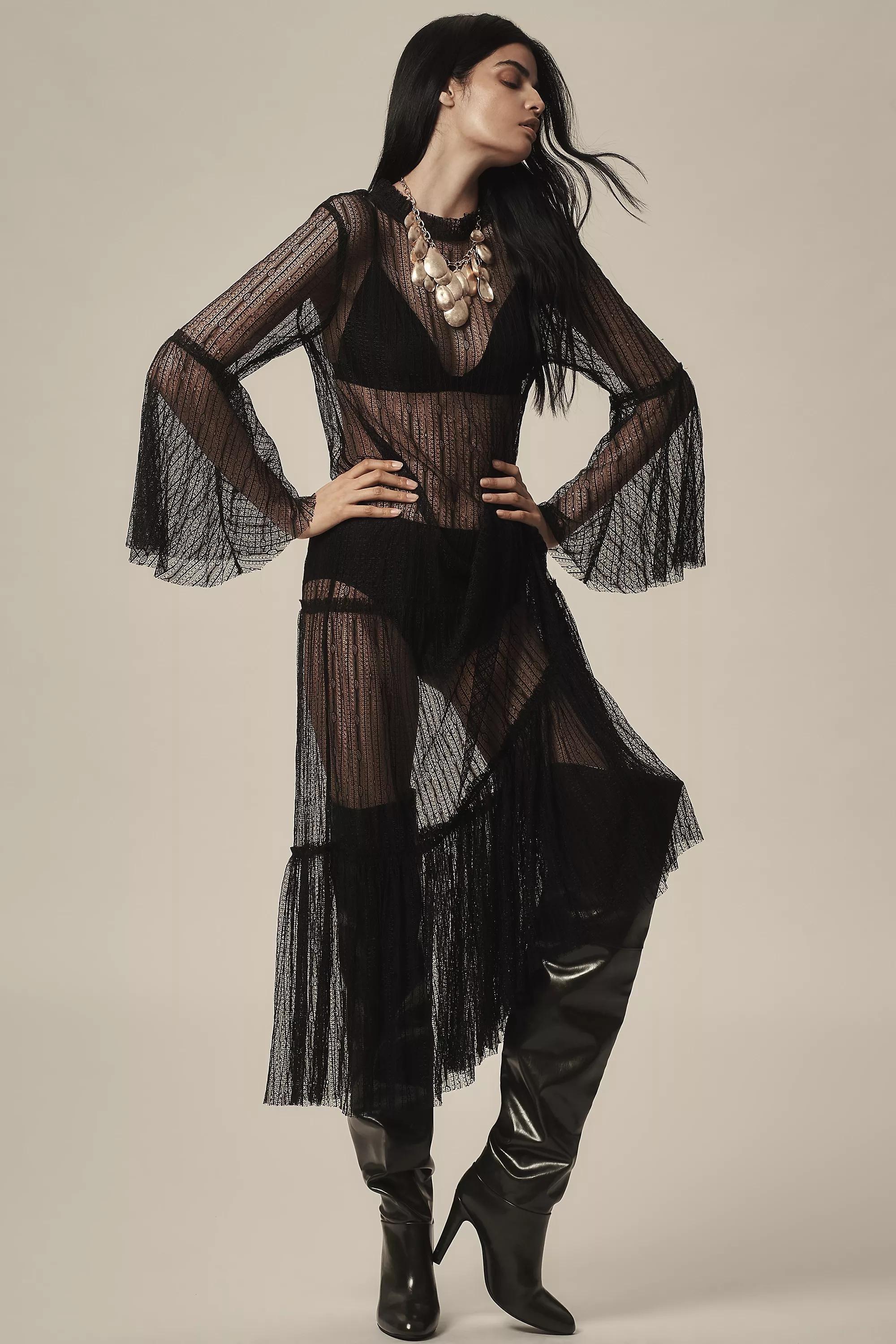 Sheer Lace Tunic, Black, , large image number 2