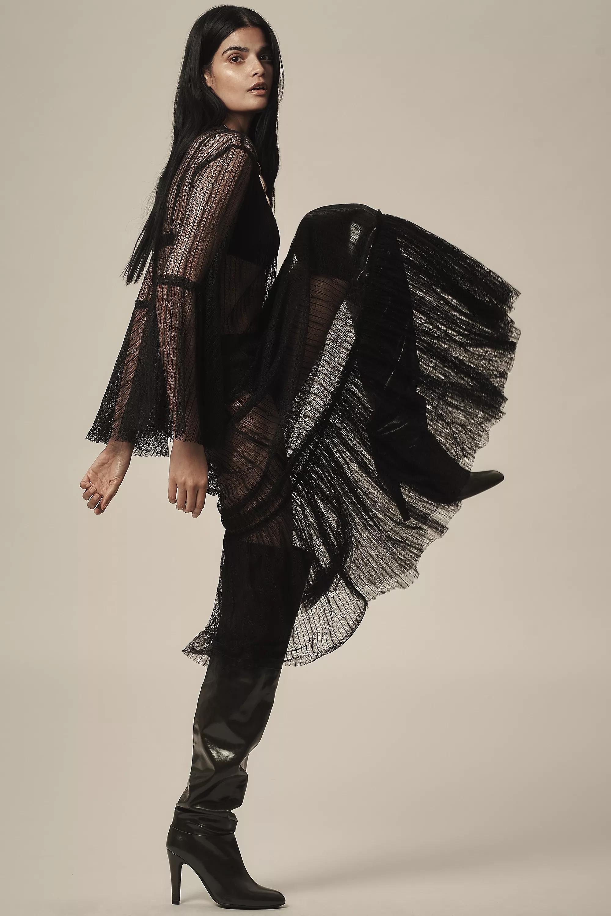 Sheer Lace Tunic, Black, , large image number 4