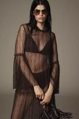 Anthropologie Lace Details Shift Maxi, Black, , large image number 1