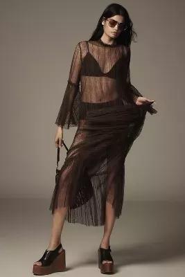 Anthropologie Lace Details Shift Maxi, Black, , large image number 4