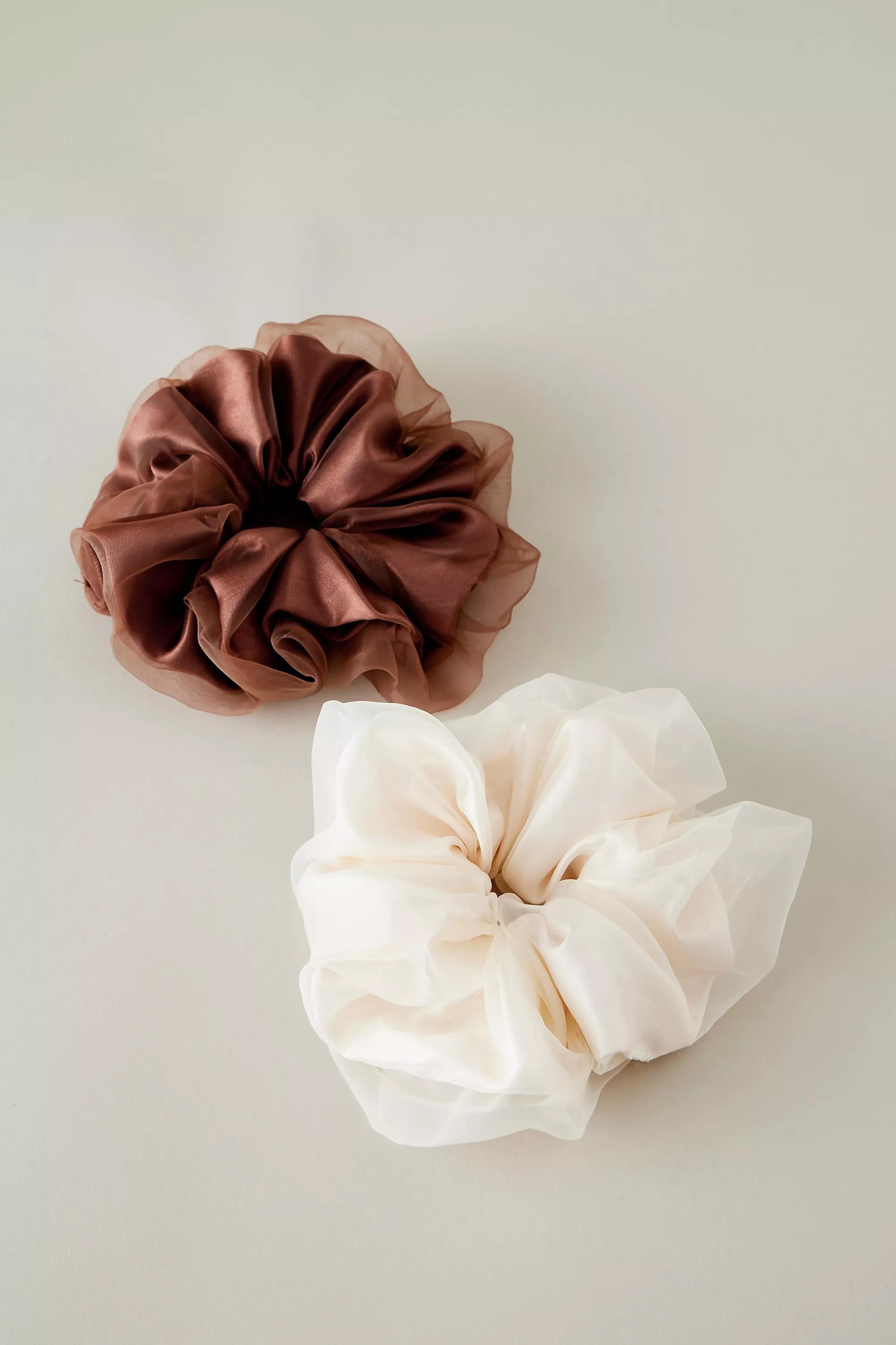 Extra-Large Organza Hair Scrunchie, Cream, A501_0012, medium