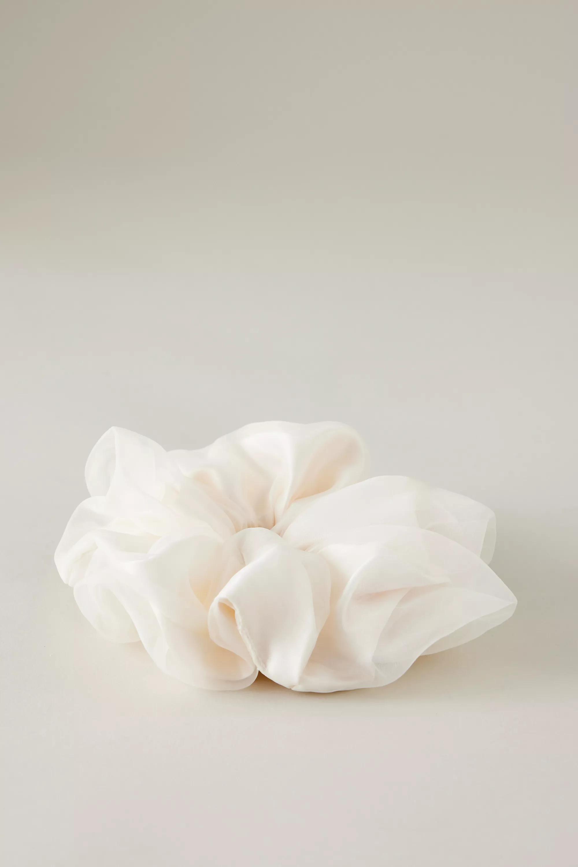 Extra-Large Organza Hair Scrunchie, Cream, A501_0012, large image number 1