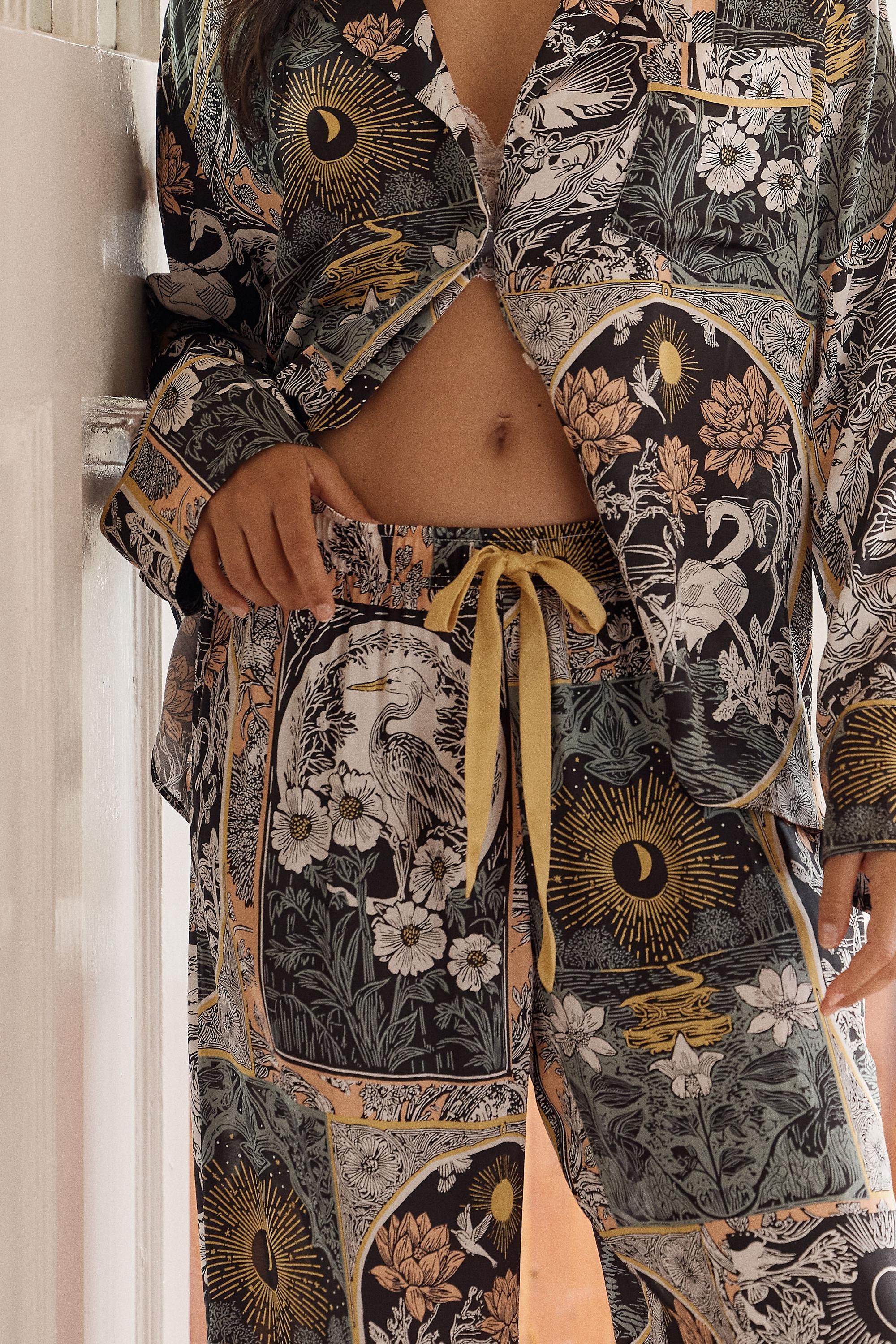 By Anthropologie Silky Pyjama Bottoms, Multicolour, Green, large image number 3