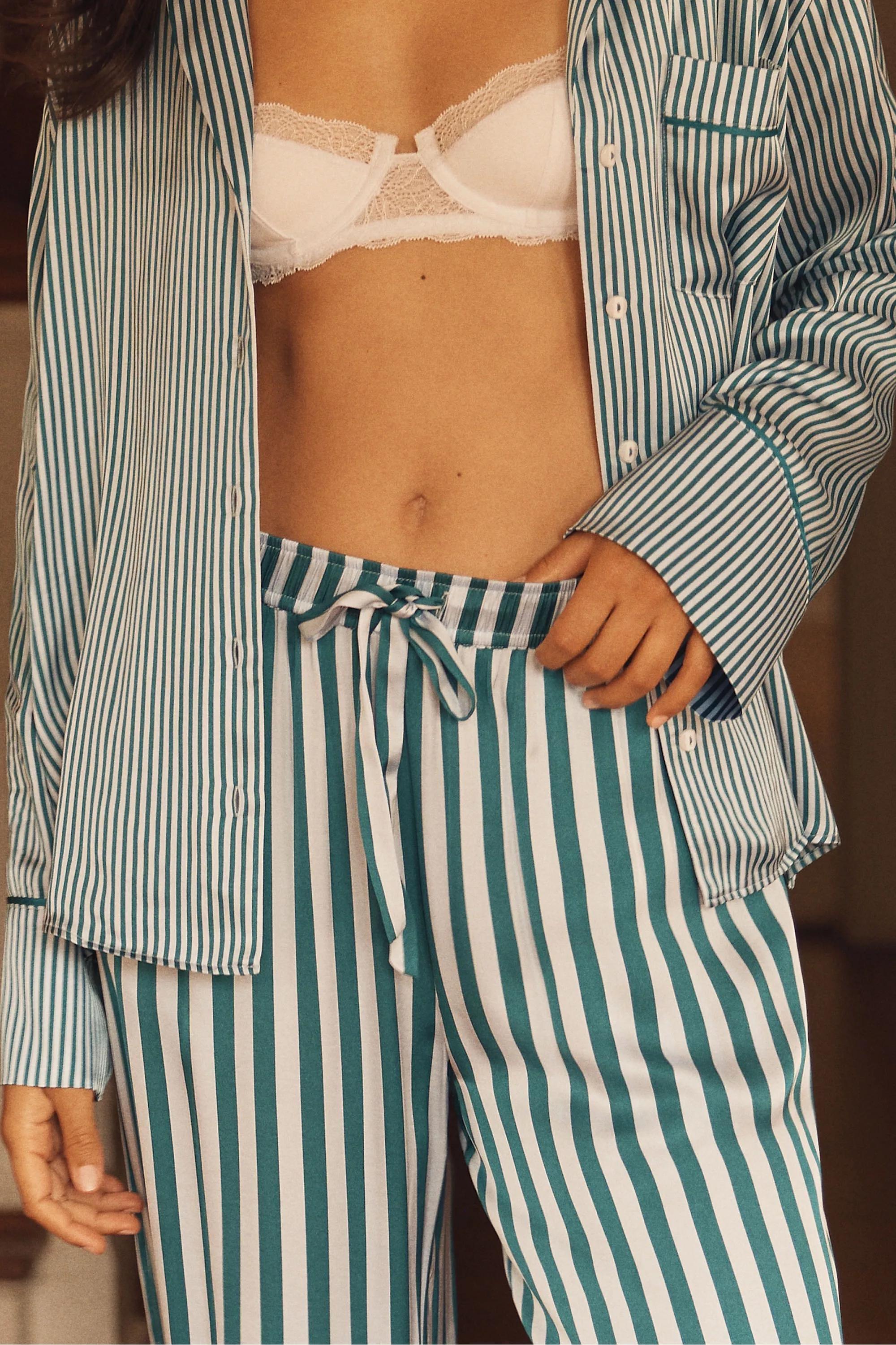 By Anthropologie Silky Pyjama Bottoms, Blue, A501_0040, large image number 0