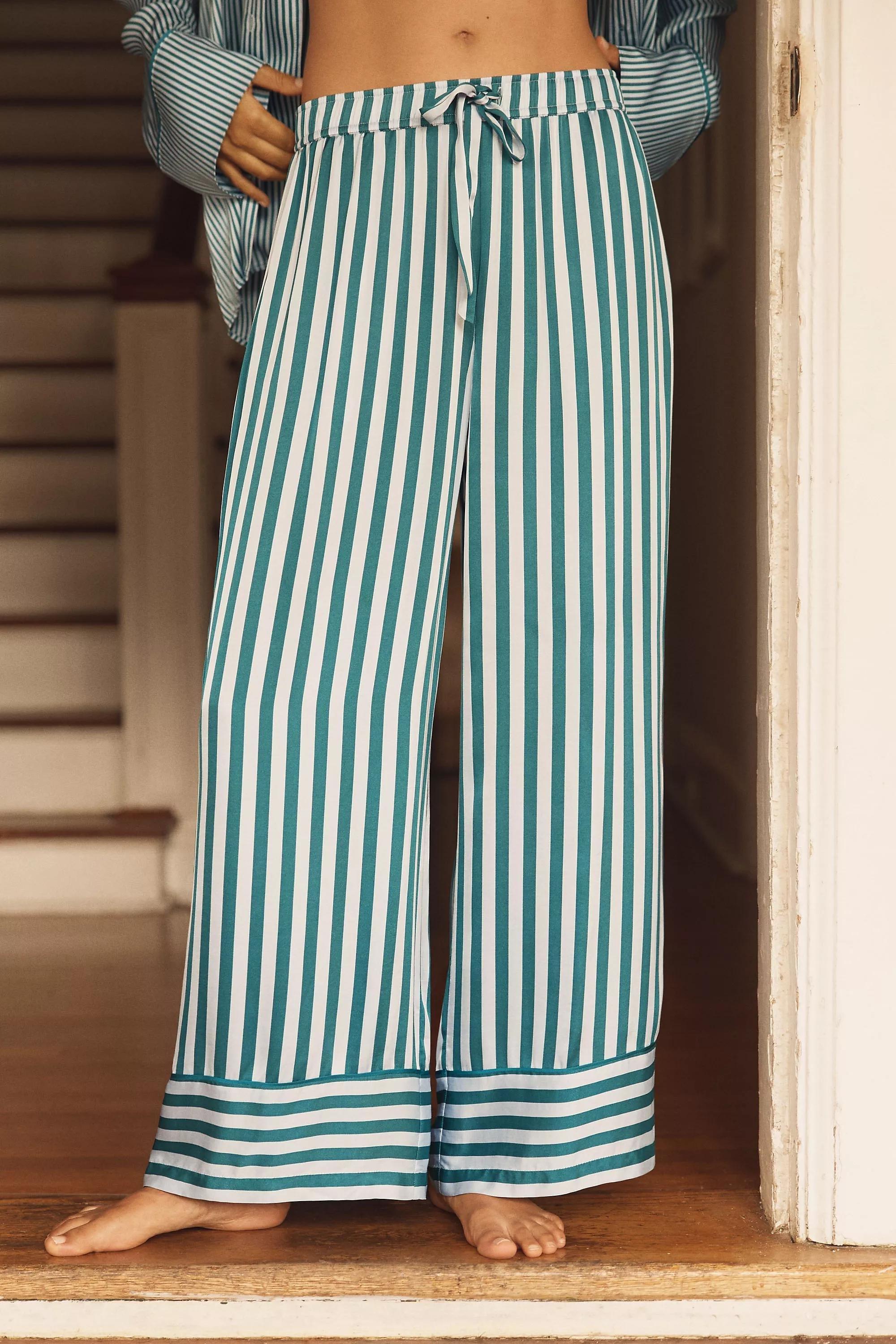 By Anthropologie Silky Pyjama Bottoms, Blue, A501_0040, large image number 1