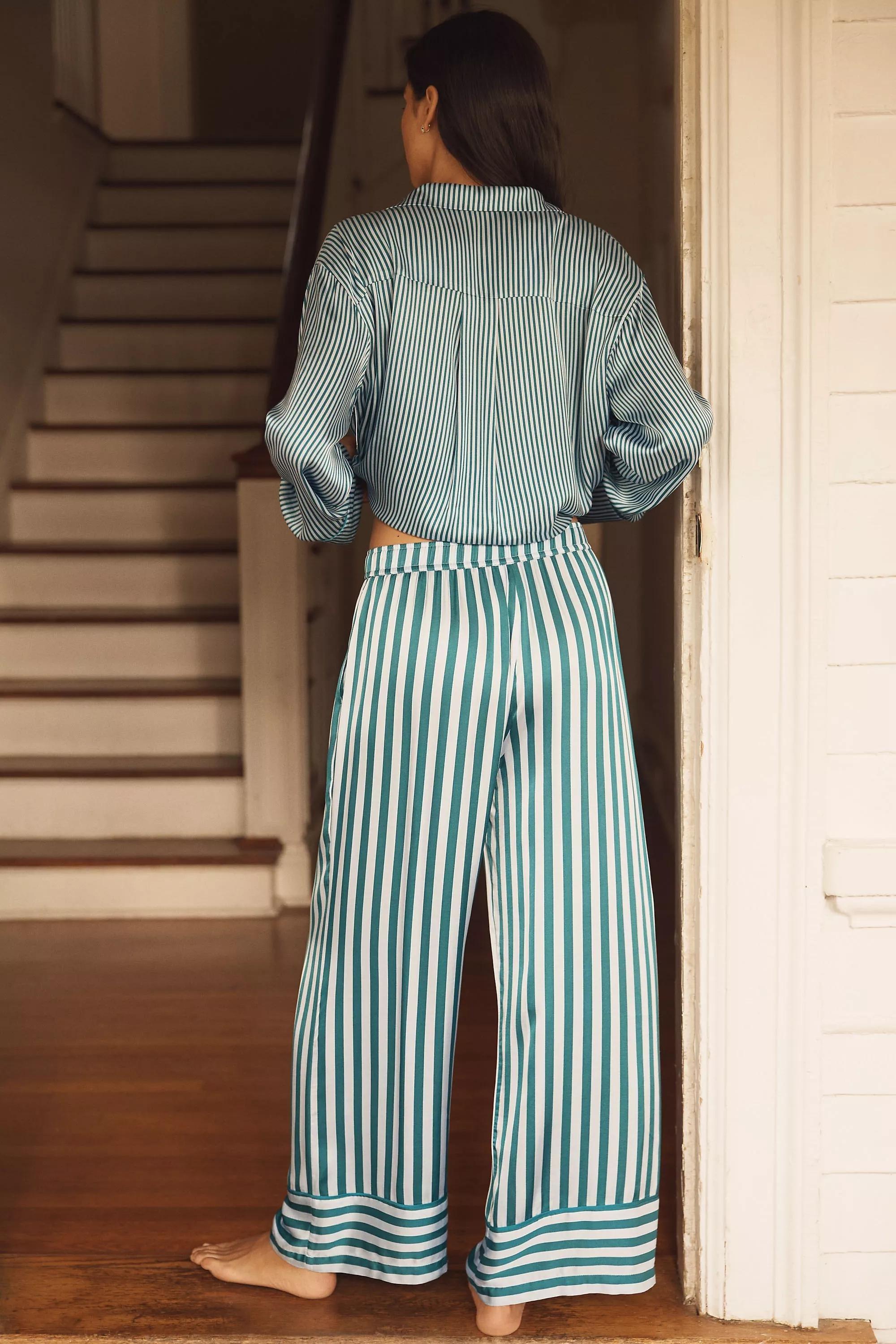 By Anthropologie Silky Pyjama Bottoms, Blue, A501_0040, large image number 2