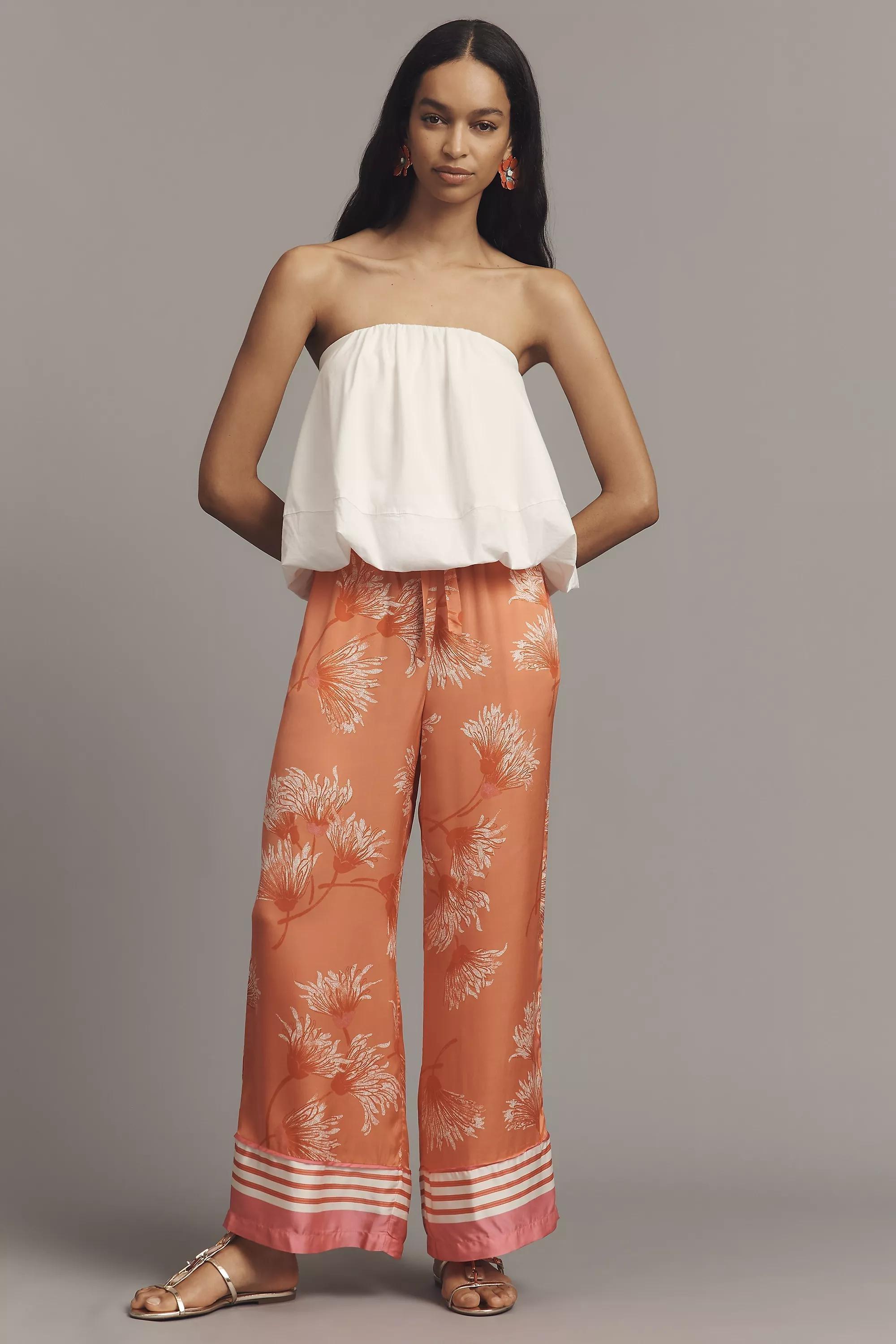 By Anthropologie Silky Pyjama Bottoms, Orange, A501_0085, medium