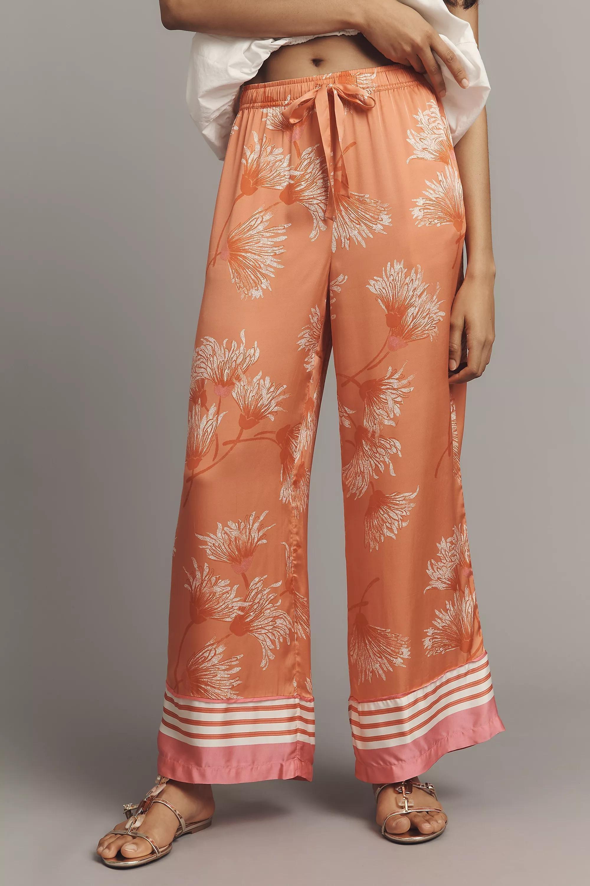By Anthropologie Silky Pyjama Bottoms, Orange, A501_0085, medium