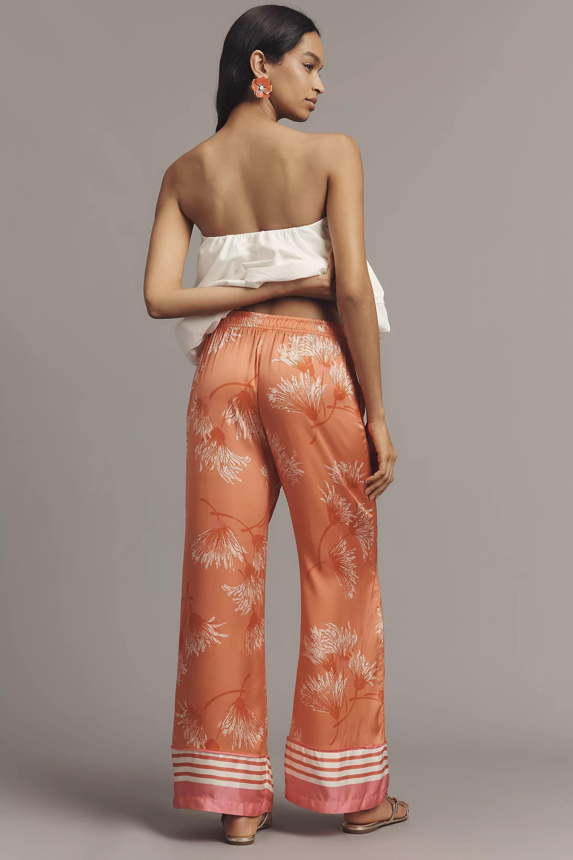By Anthropologie Silky Pyjama Bottoms, Orange, A501_0085, medium