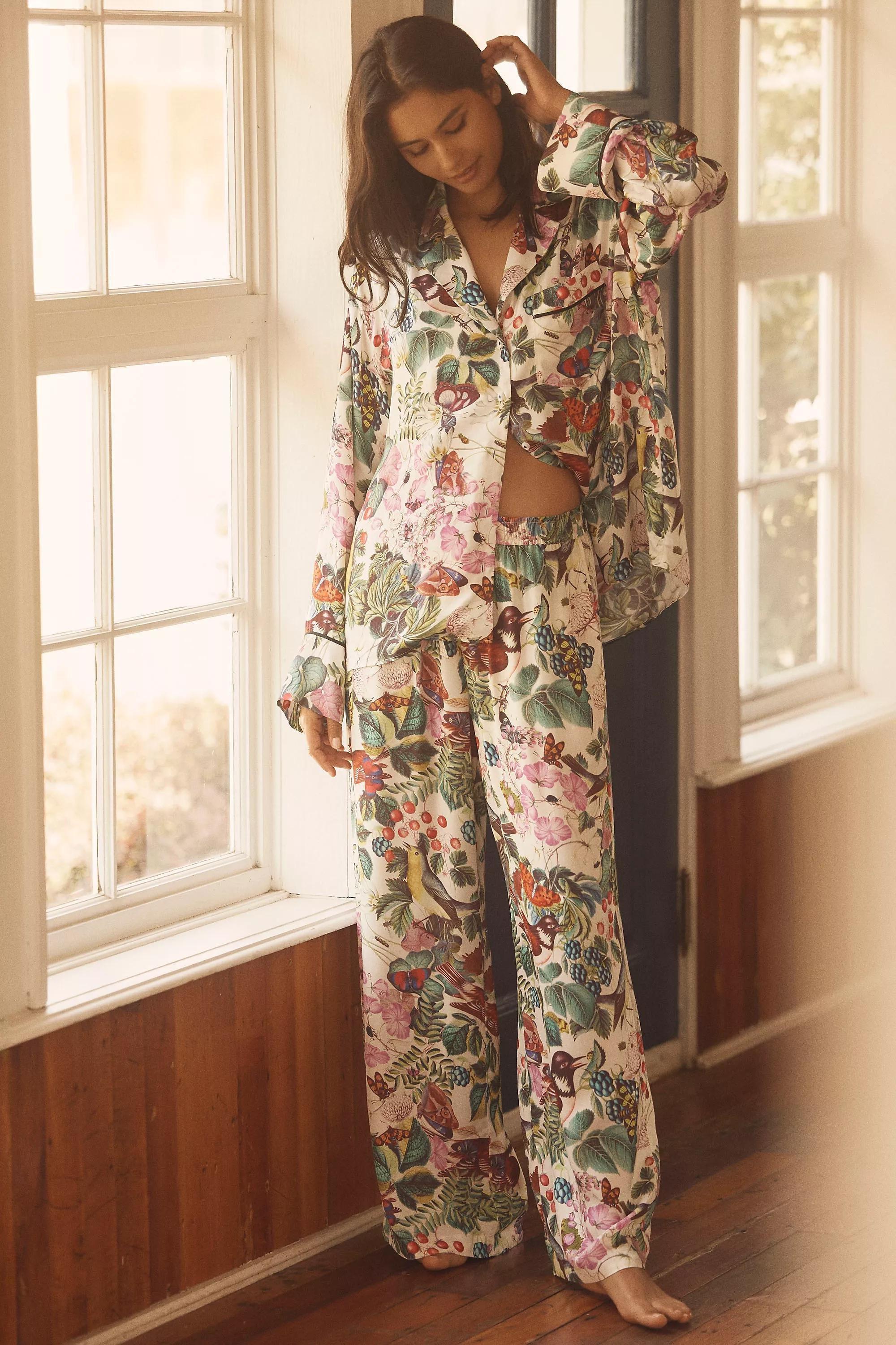 By Anthropologie Silky Pyjama Bottoms, Beige, A501_0211, large image number 0