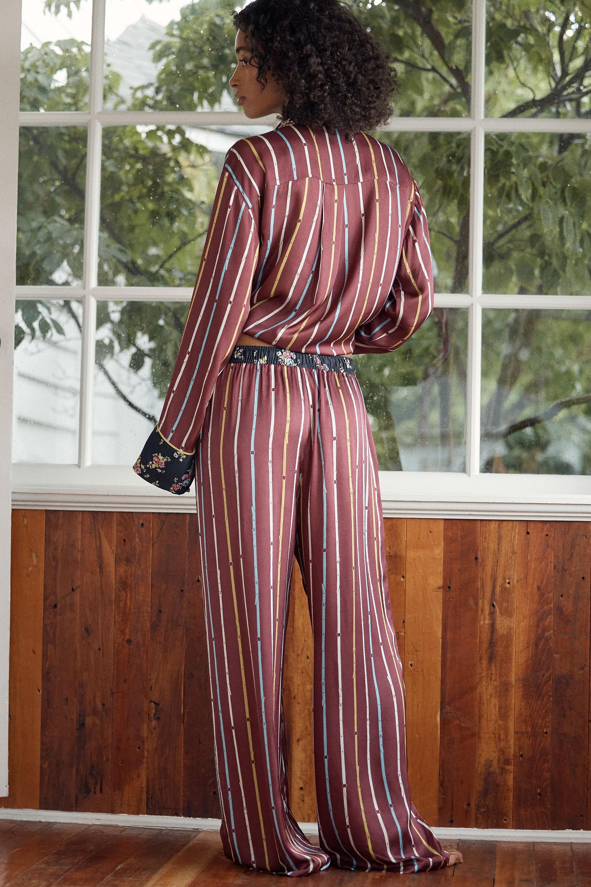 By Anthropologie Silky Pyjama Bottoms, Burgundy, large image number 3