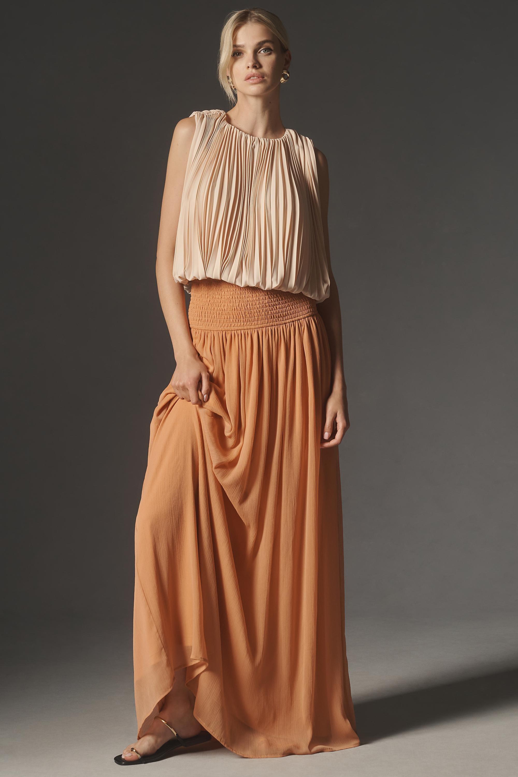 Anthropologie Frills Ruffle Flowy Maxi, Brown, , large image number 0