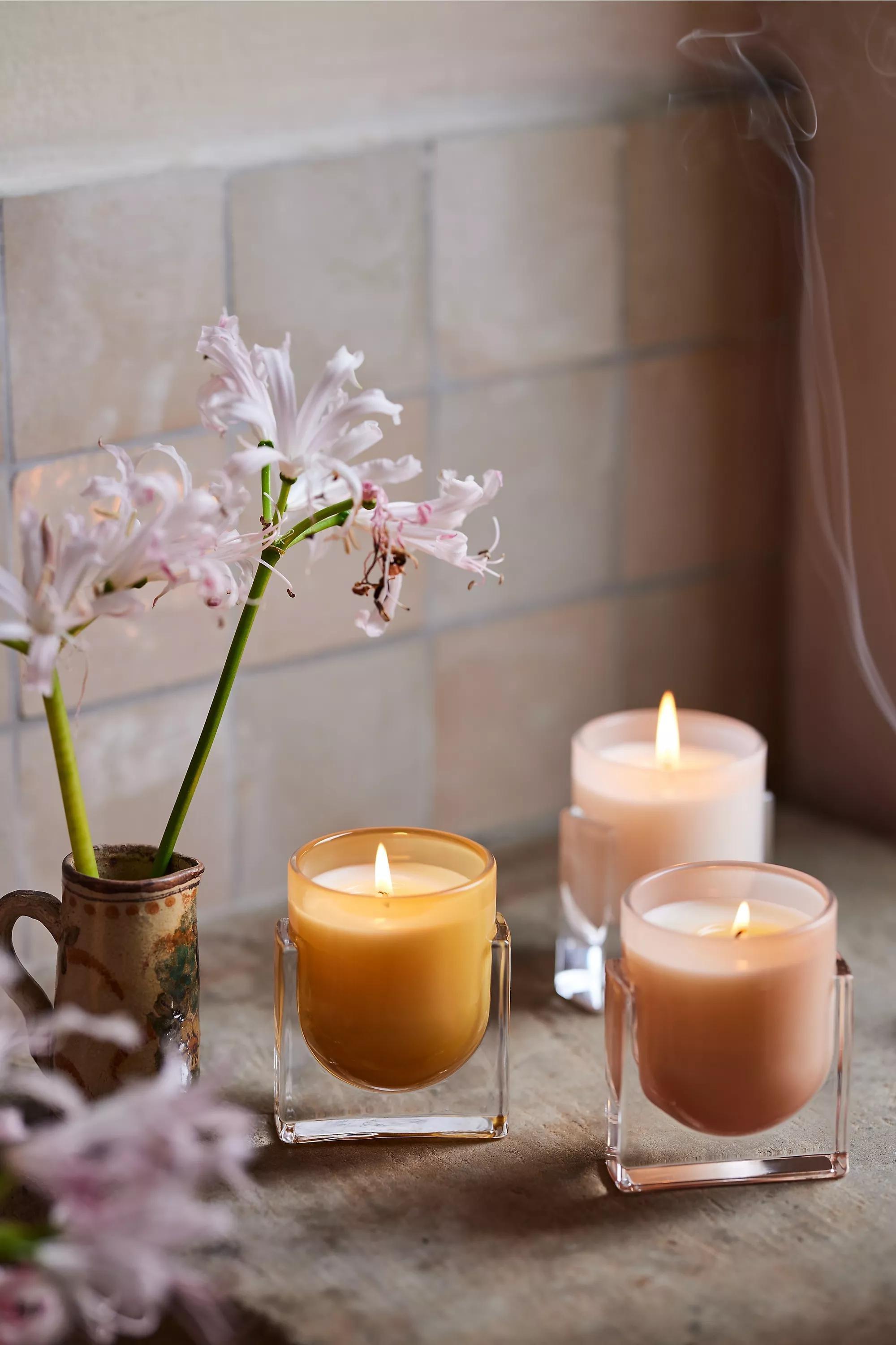 Found Notes Gourmand Vanilla & Dark Plum Large Glass Candle, Cream, A501_0011, large image number 2