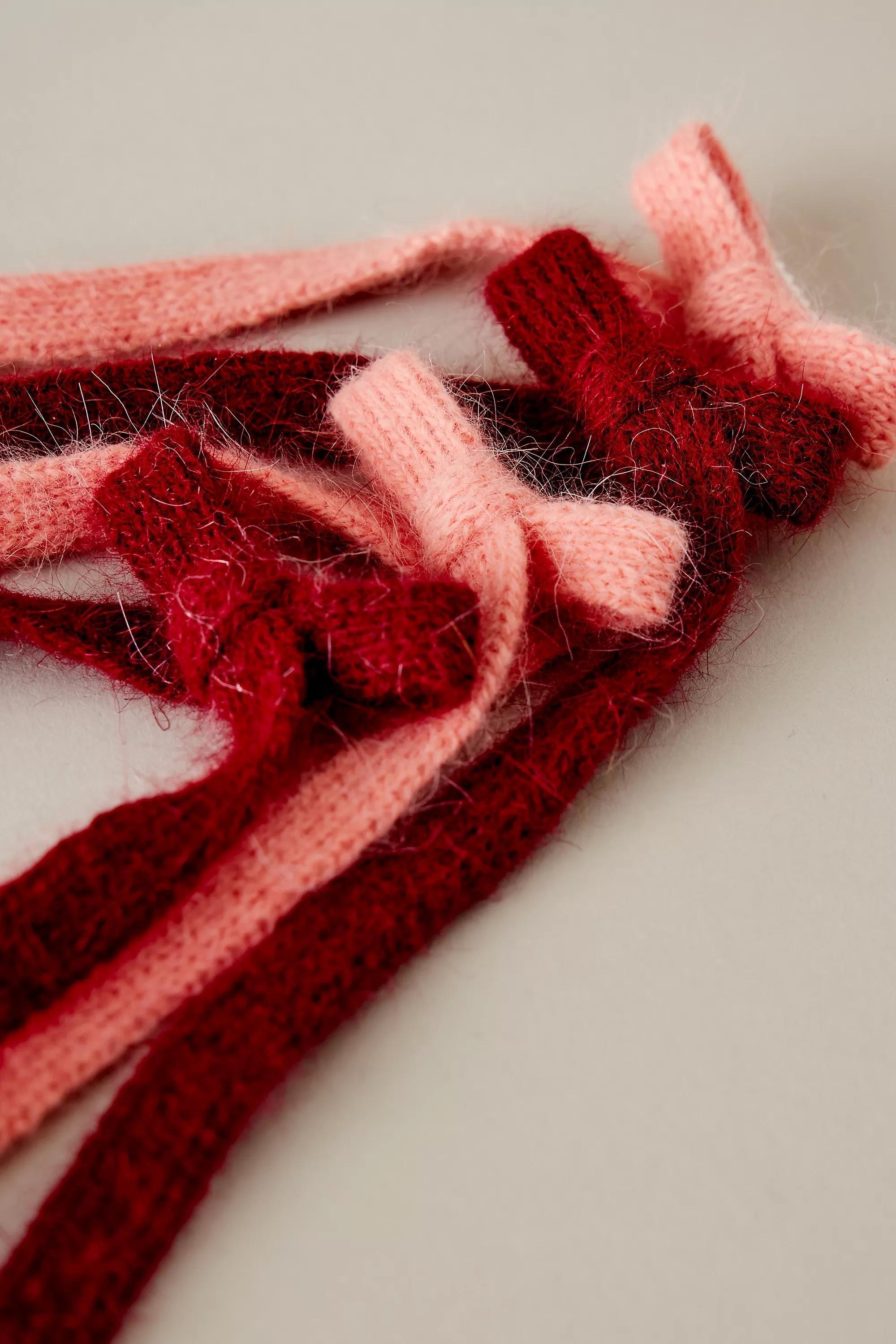 Knit Bow Hair Clips, Set Of 4, Pink, A501_0066, large image number 2