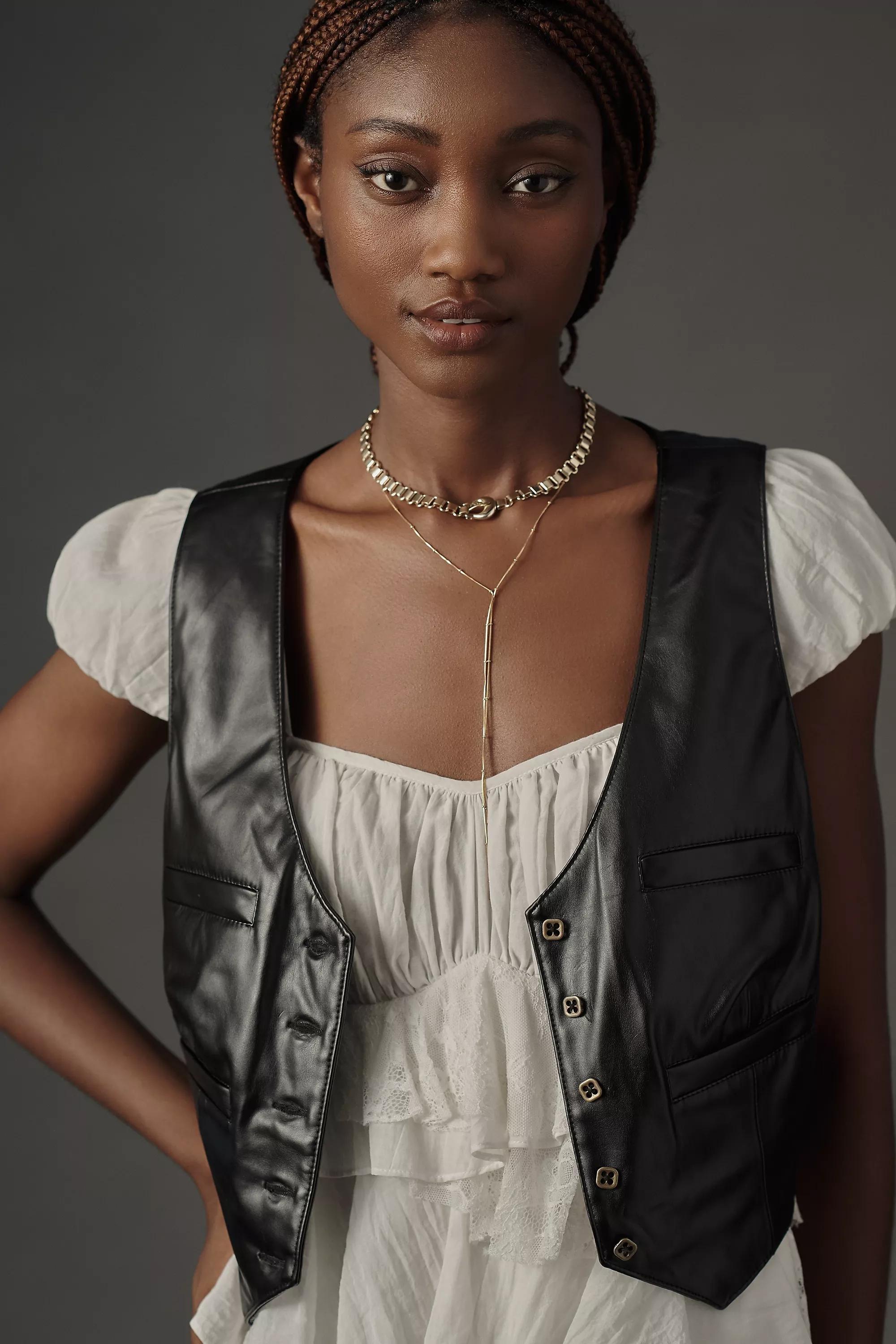 Forever That Girl Faux-Leather Waistcoat, Black, , large image number 0