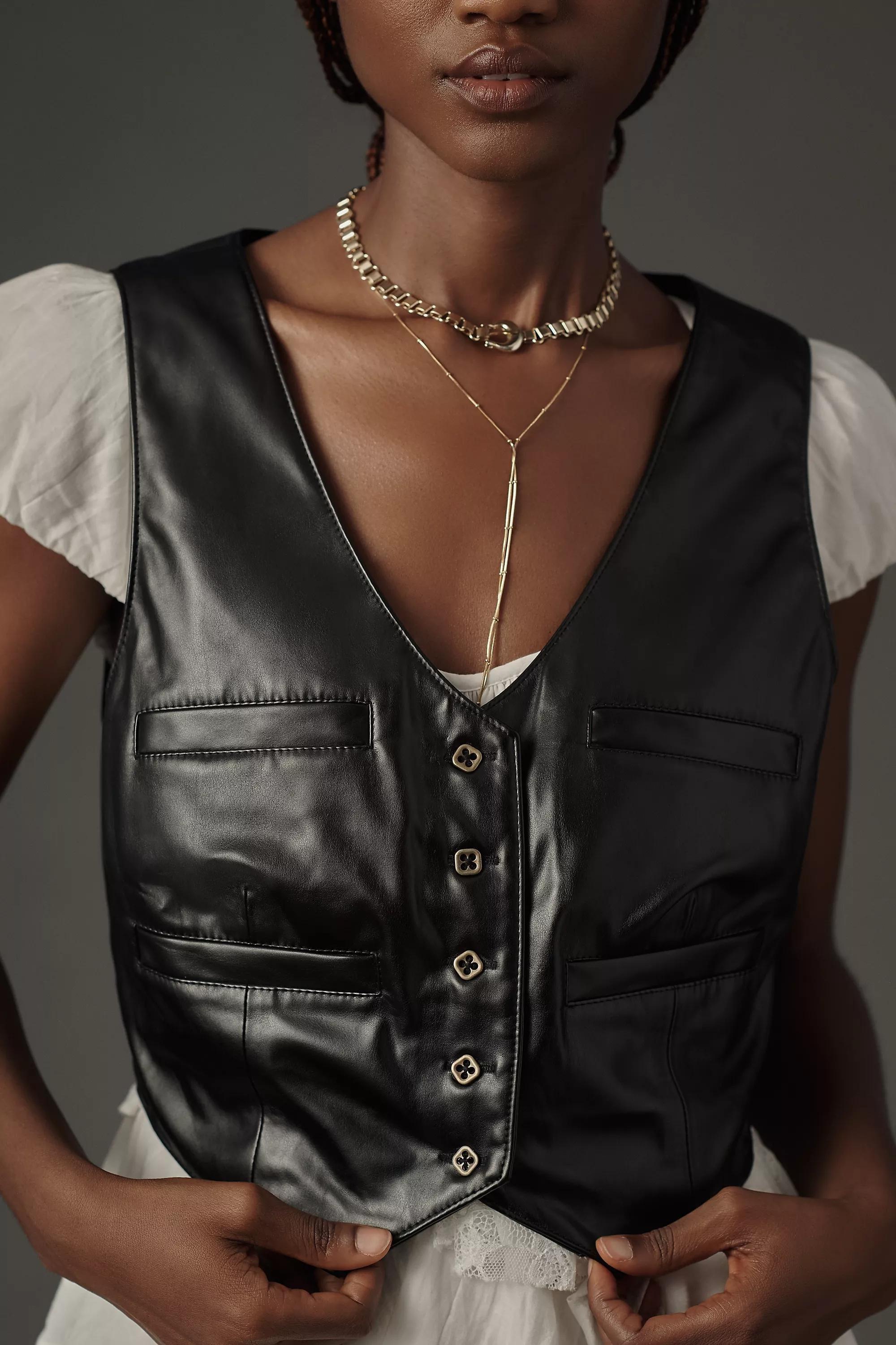 Forever That Girl Faux-Leather Waistcoat, Black, , large image number 2