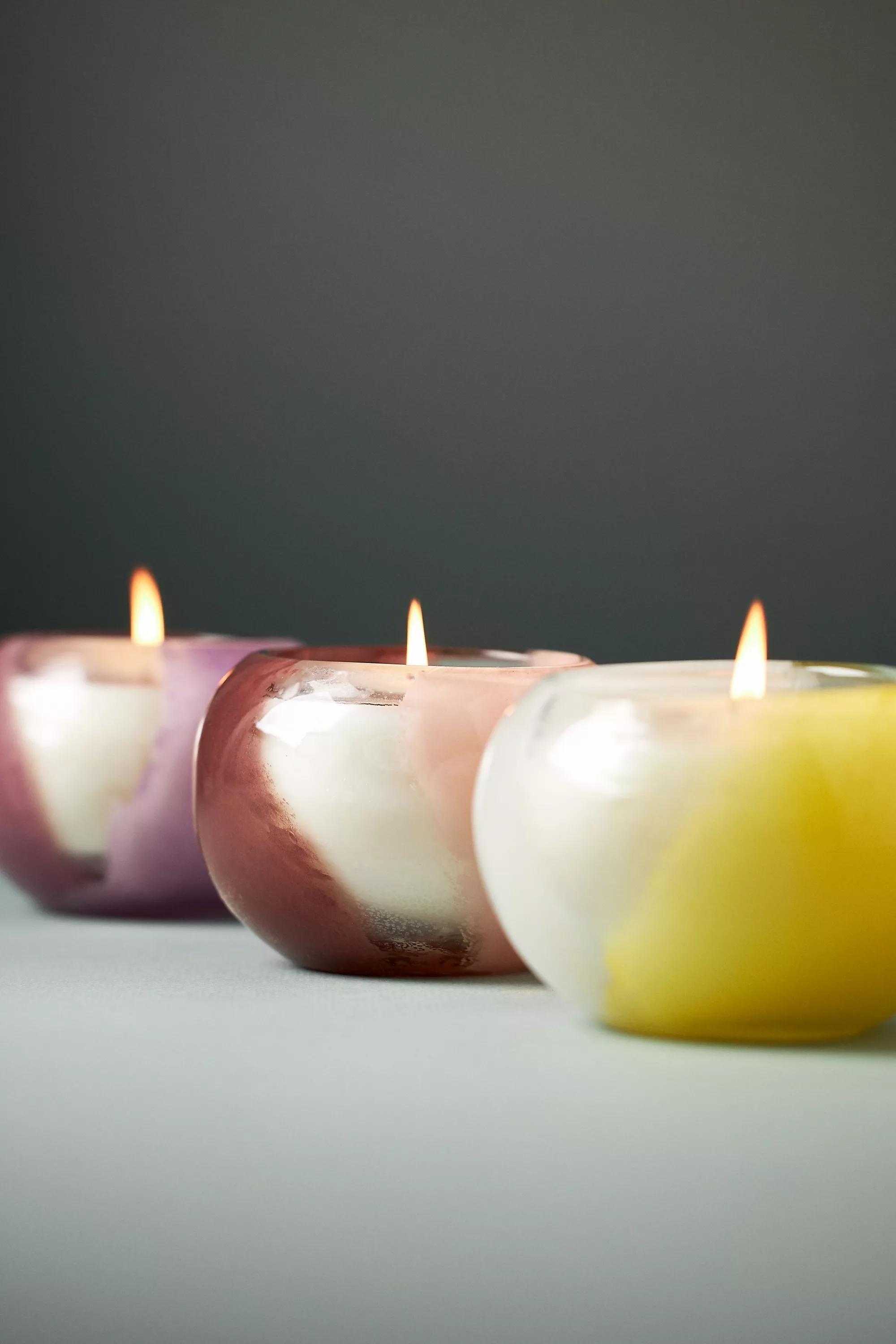 Emerald Sage And Citrine Glass Candle, Green, A501_0030, large image number 1