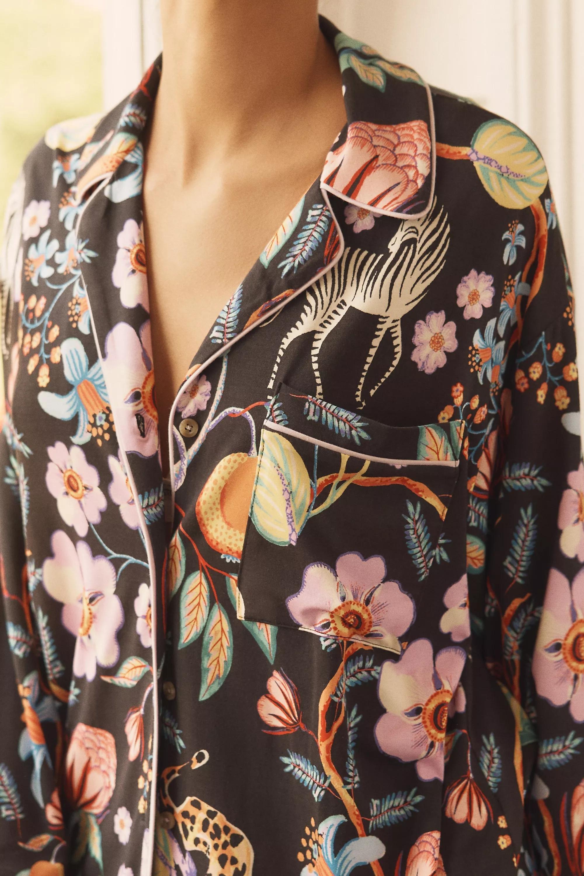 The Briar Piped Long-Sleeve Pyjama Shirt, Black, A501_0009, large image number 3